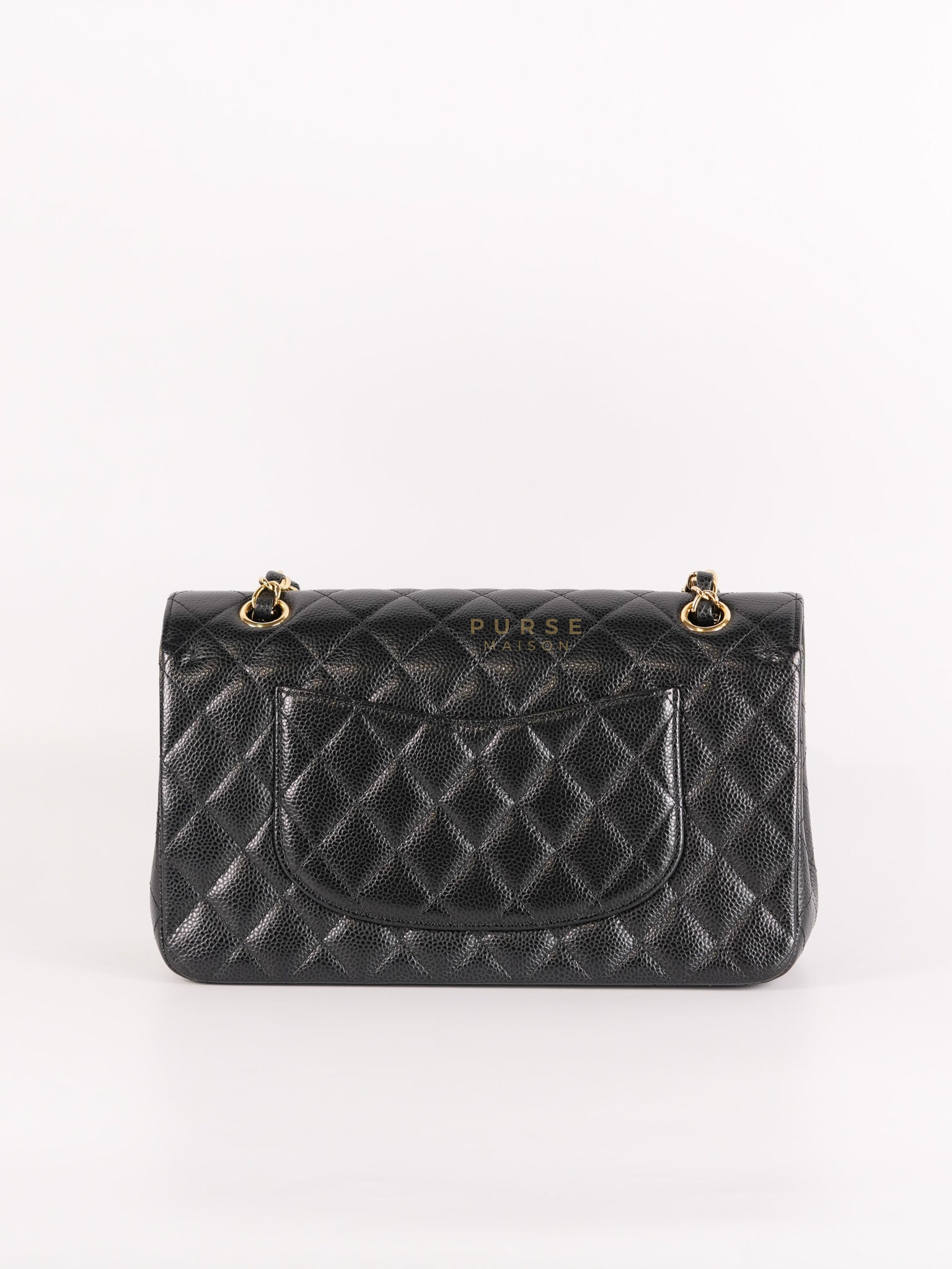 Classic Double Flap Medium in Black Quilted Caviar Leather and Gold Hardware Series 25 | Purse Maison Luxury Bags Shop