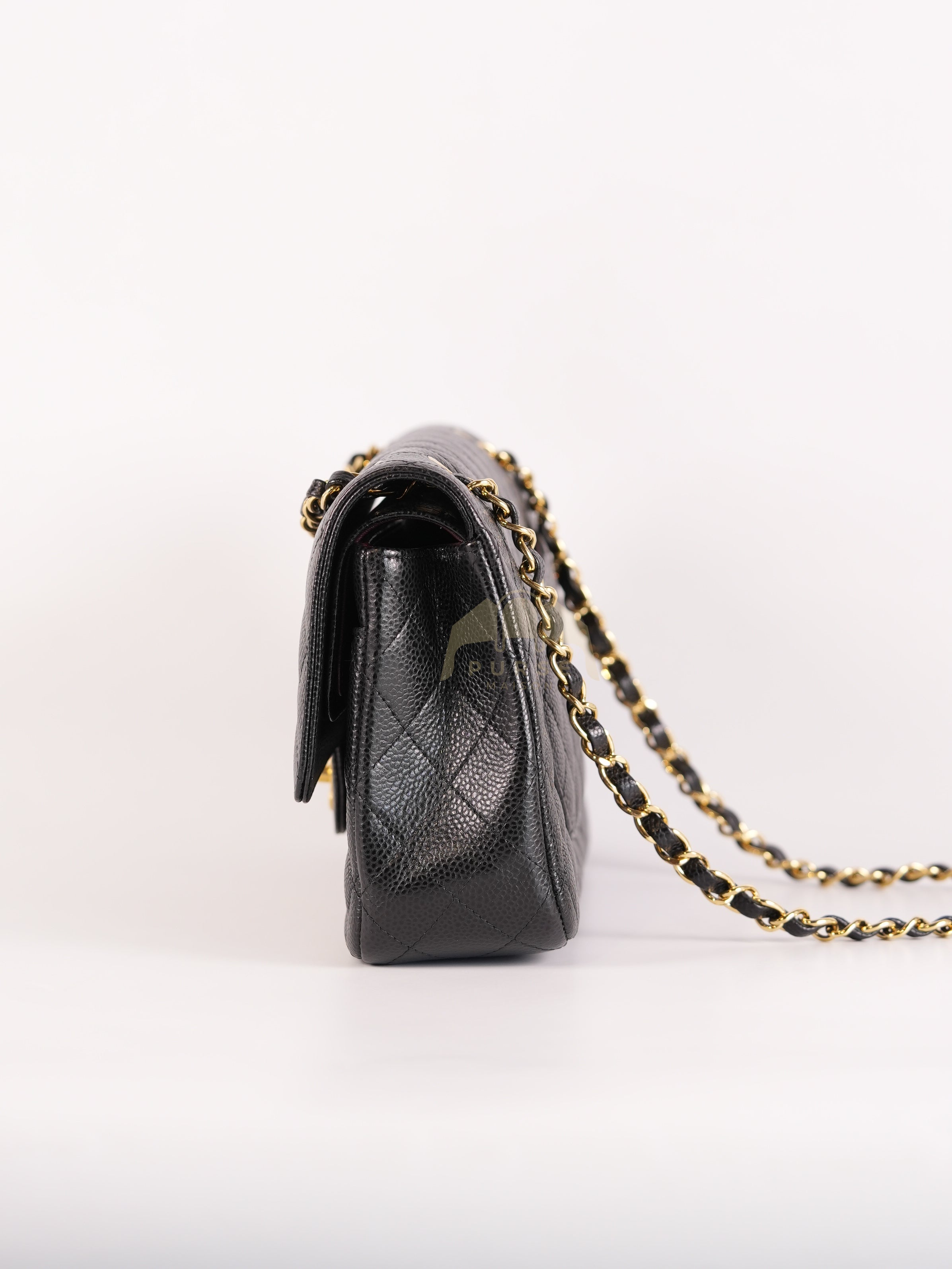 Classic Double Flap Medium in Black Quilted Caviar Leather and Gold Hardware Series 25 | Purse Maison Luxury Bags Shop
