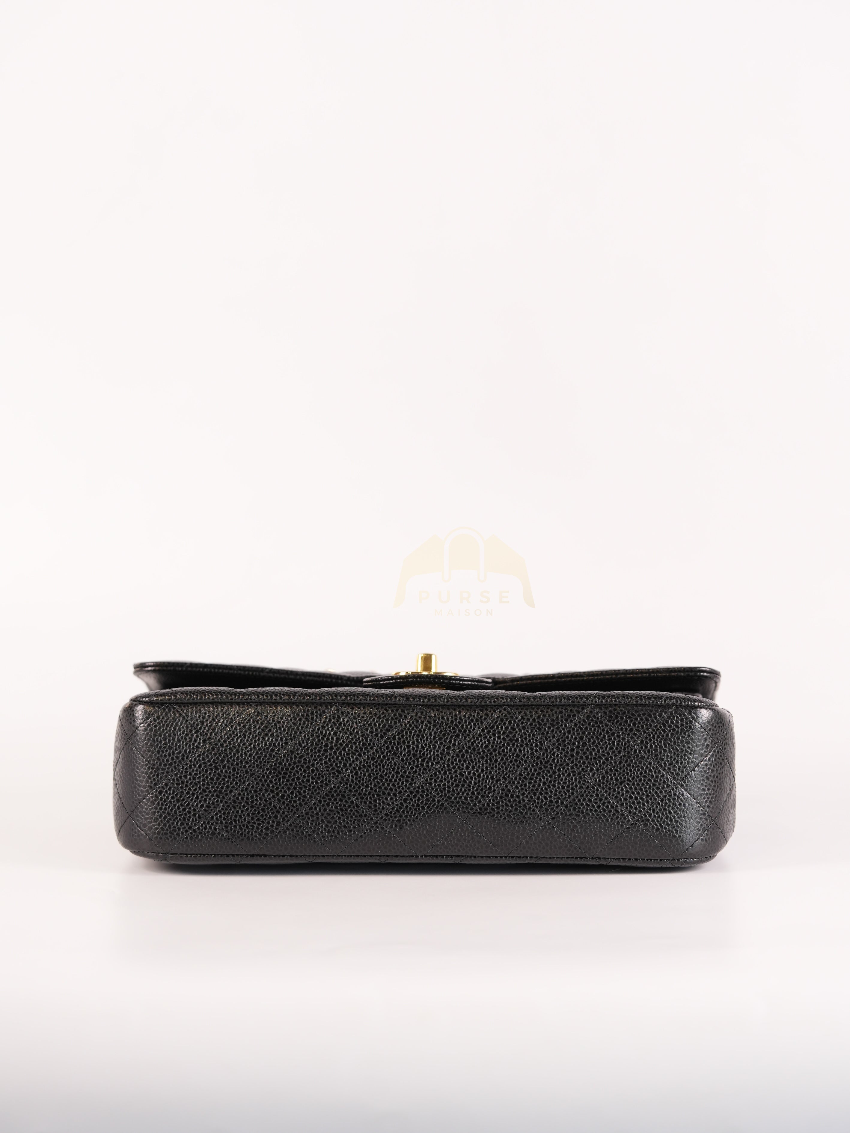 Classic Double Flap Medium in Black Quilted Caviar Leather and Gold Hardware Series 25 | Purse Maison Luxury Bags Shop