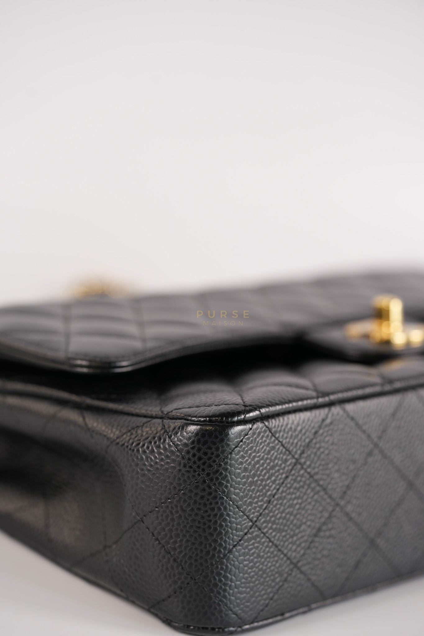 Classic Double Flap Medium in Black Quilted Caviar Leather and Gold Hardware Series 25 | Purse Maison Luxury Bags Shop