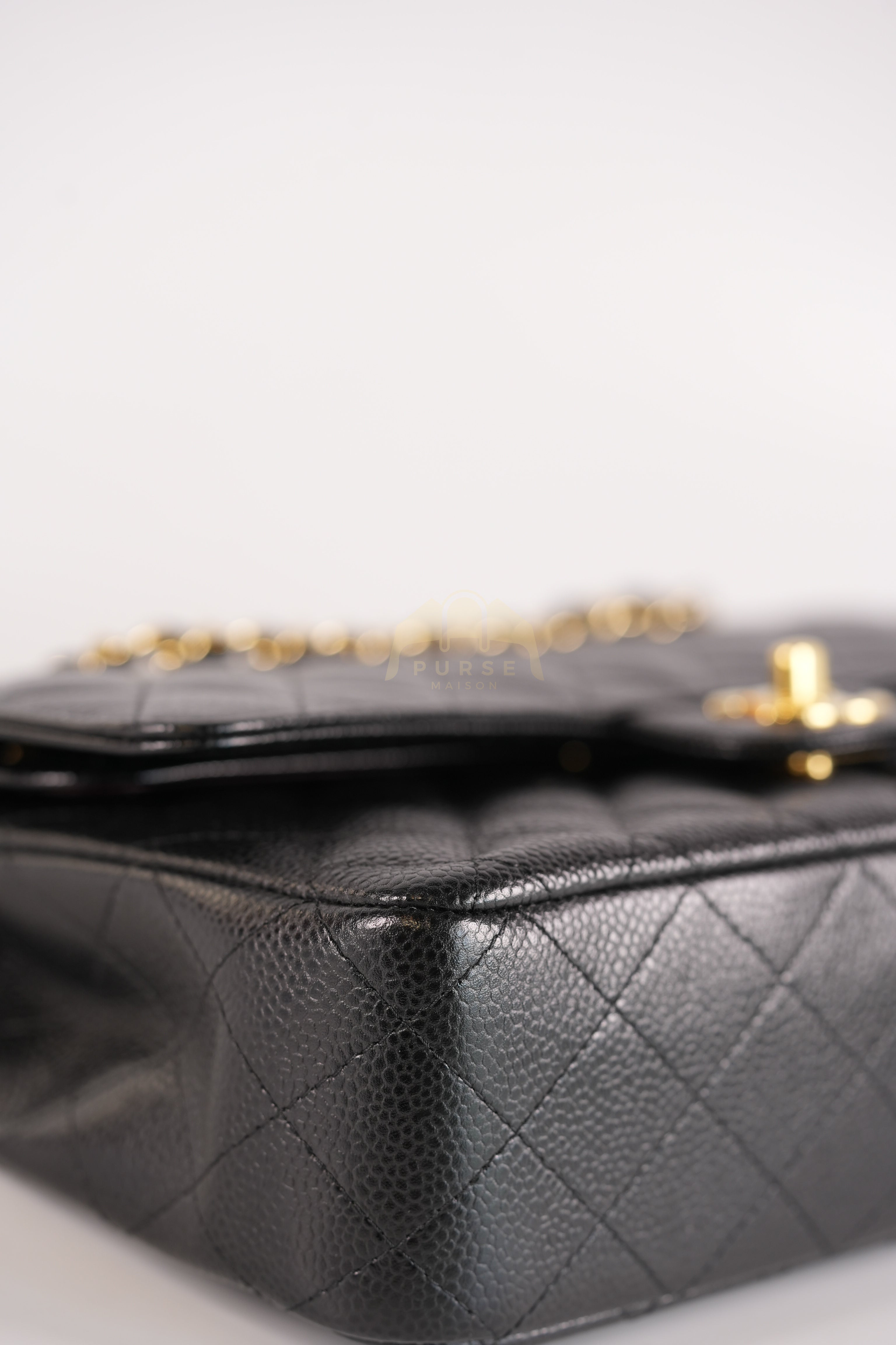 Classic Double Flap Medium in Black Quilted Caviar Leather and Gold Hardware Series 25 | Purse Maison Luxury Bags Shop