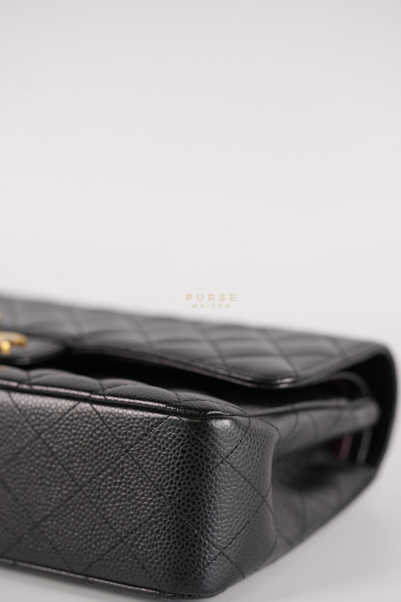 Classic Double Flap Medium in Black Quilted Caviar Leather and Gold Hardware Series 25 | Purse Maison Luxury Bags Shop