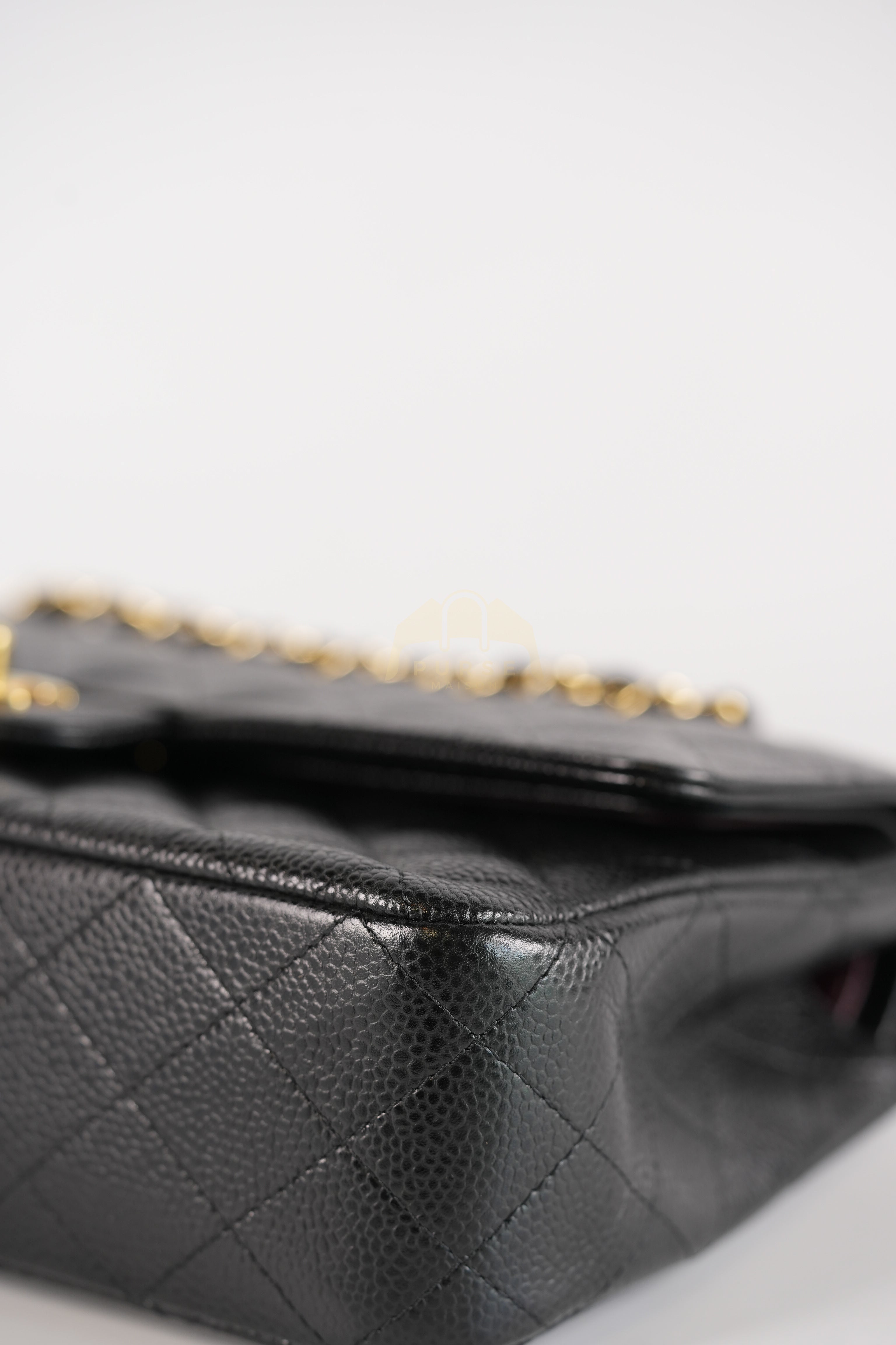 Classic Double Flap Medium in Black Quilted Caviar Leather and Gold Hardware Series 25 | Purse Maison Luxury Bags Shop