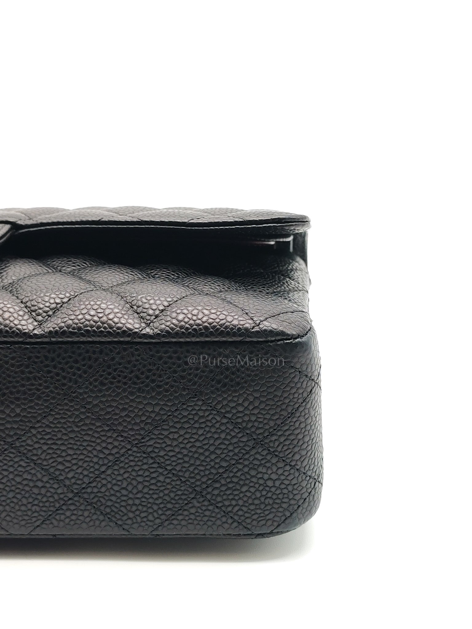 Classic Double Flap Medium in Black Quilted Caviar Leather and Gold Hardware Series 28 | Purse Maison Luxury Bags Shop