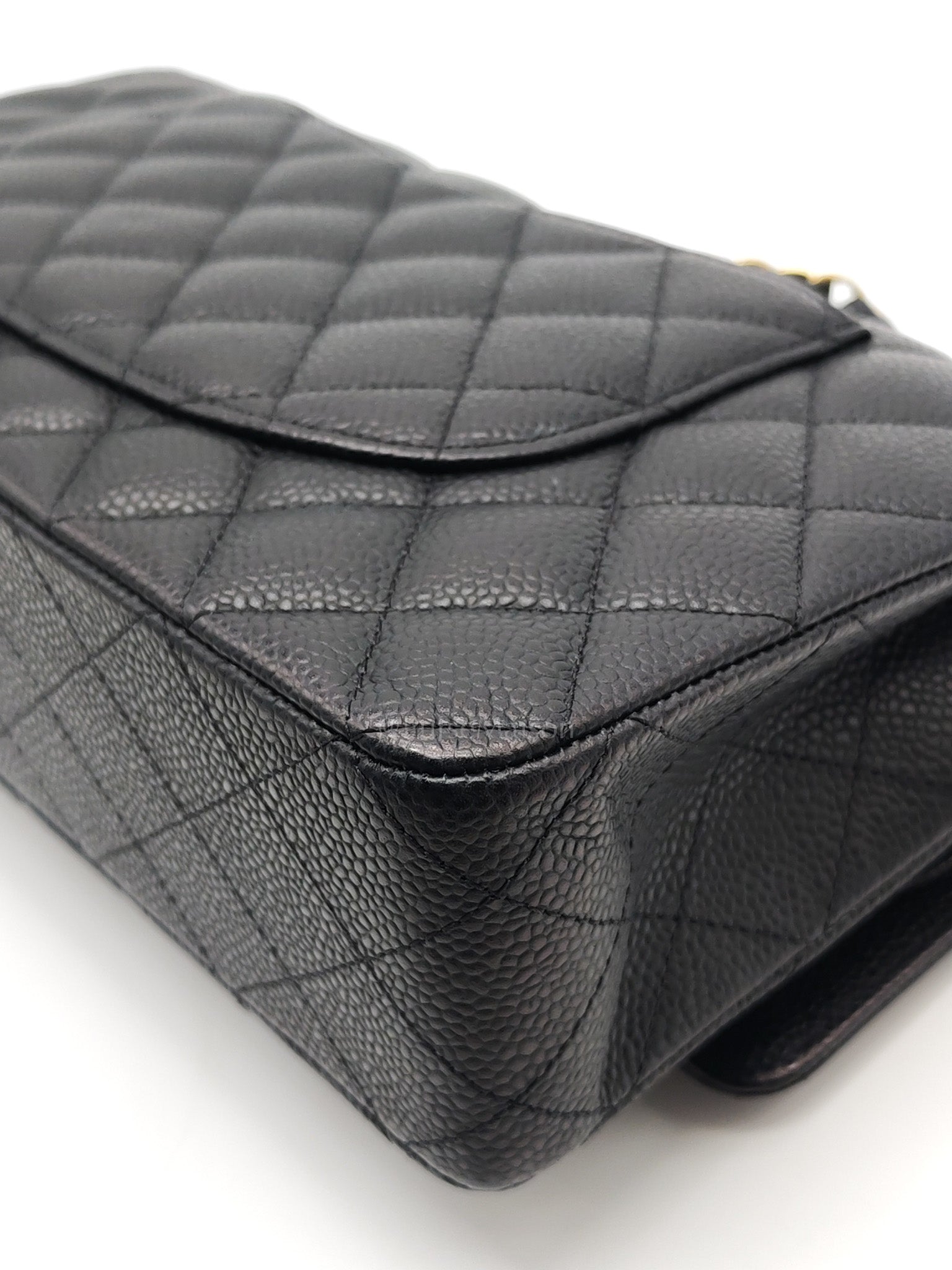 Classic Double Flap Medium in Black Quilted Caviar Leather and Gold Hardware Series 28 | Purse Maison Luxury Bags Shop
