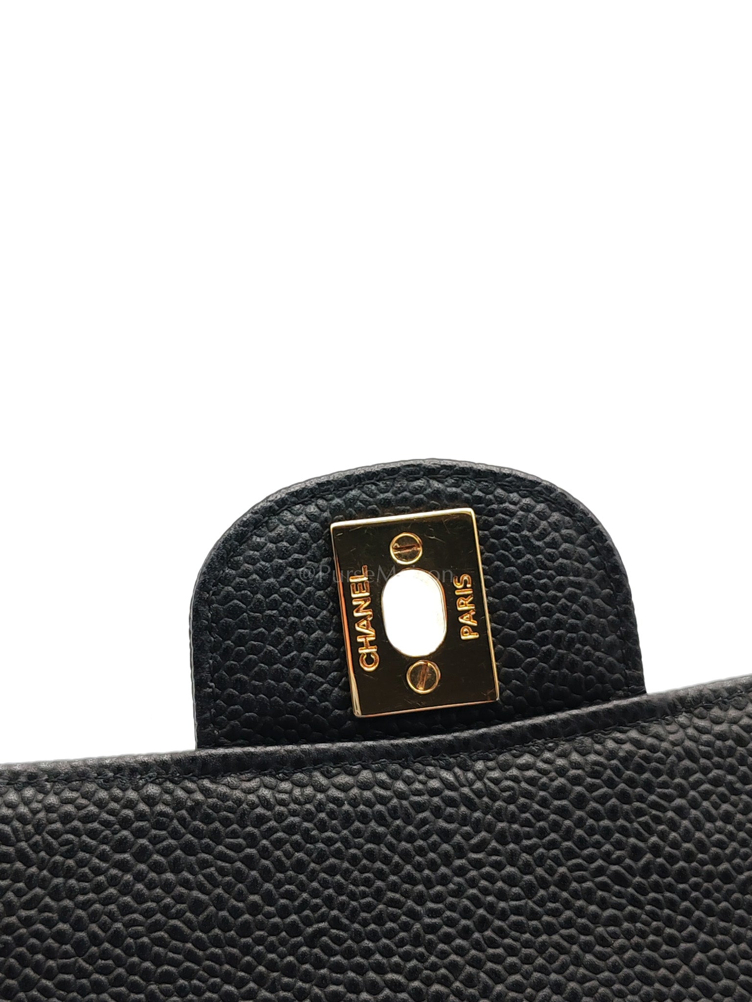 Classic Double Flap Medium in Black Quilted Caviar Leather and Gold Hardware Series 28 | Purse Maison Luxury Bags Shop