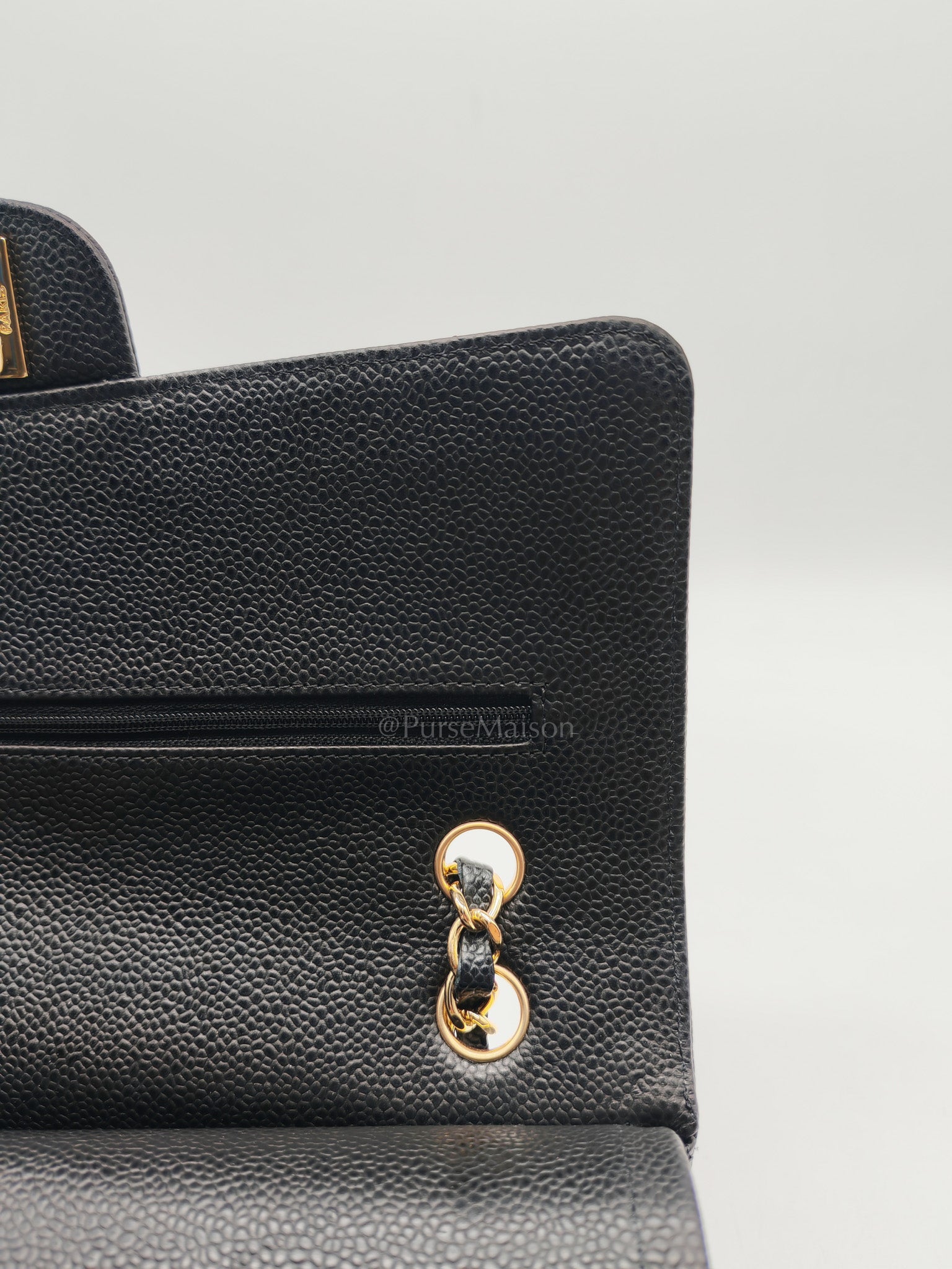 Classic Double Flap Medium in Black Quilted Caviar Leather and Gold Hardware Series 28 | Purse Maison Luxury Bags Shop