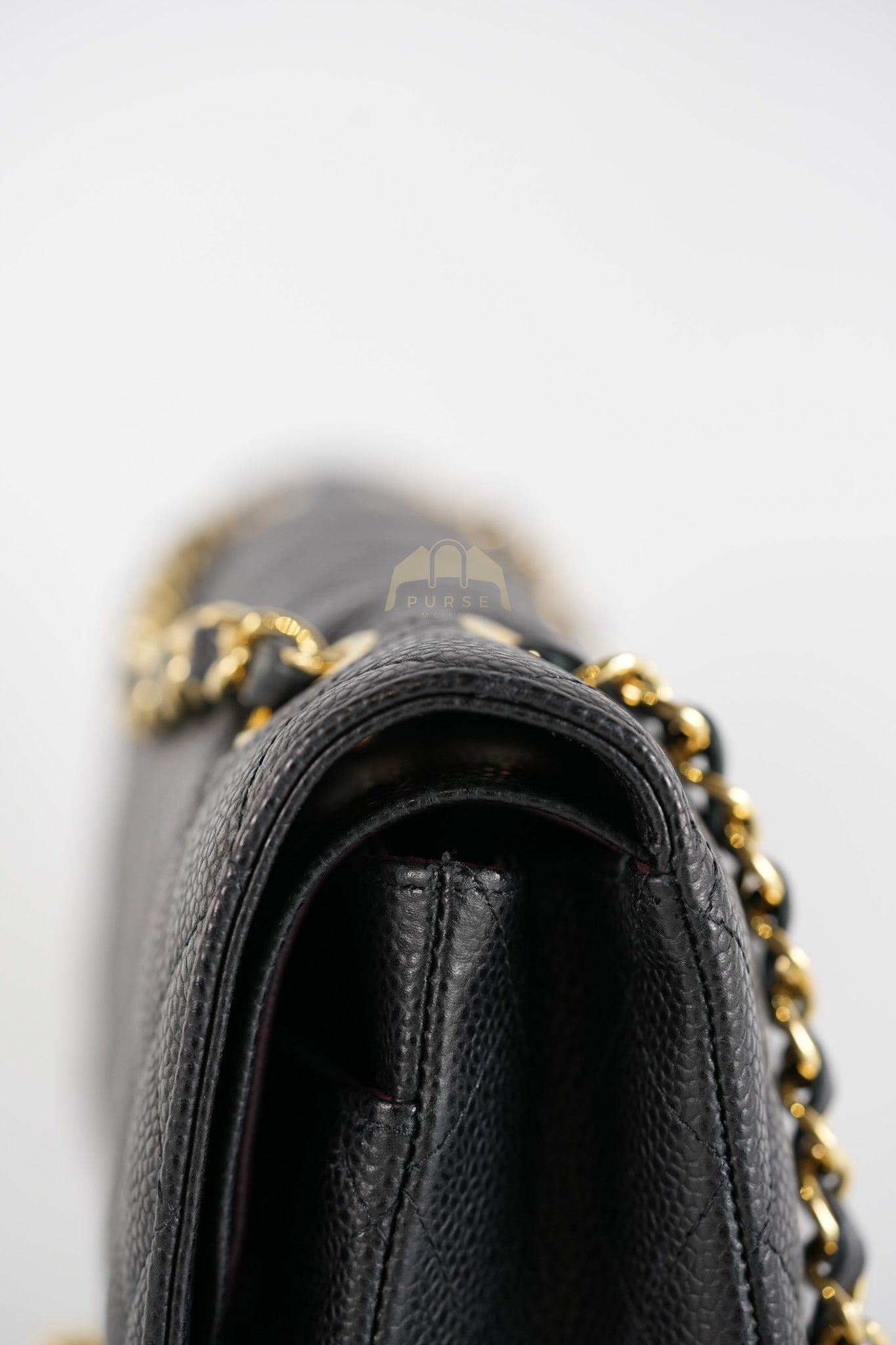 Classic Double Flap Medium in Black Quilted Caviar Leather and Gold Hardware Series 28 | Purse Maison Luxury Bags Shop