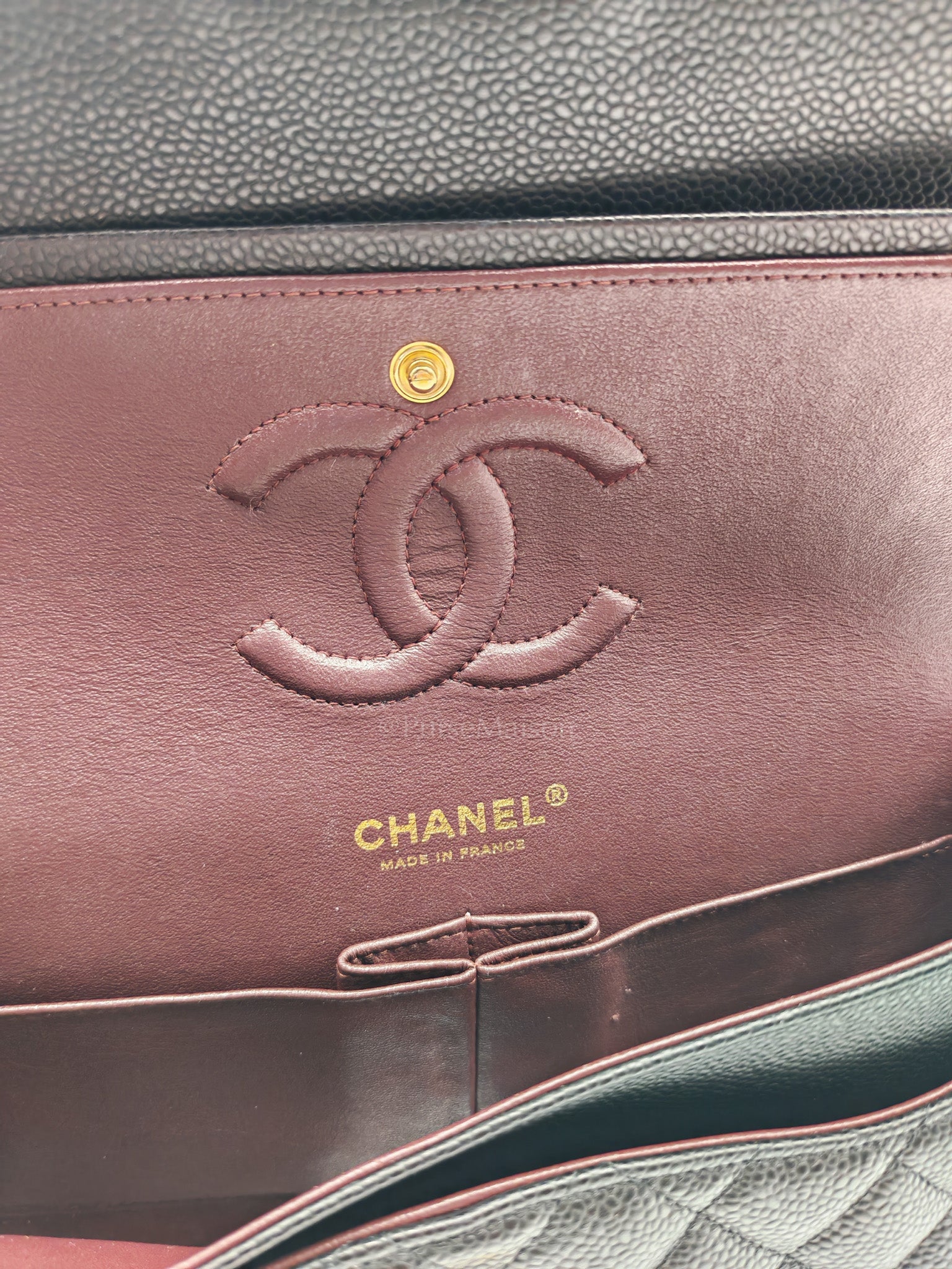 Classic Double Flap Medium in Black Quilted Caviar Leather and Gold Hardware Series 28 | Purse Maison Luxury Bags Shop