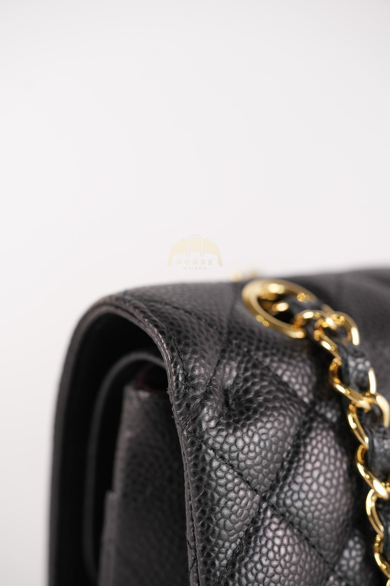 Classic Double Flap Medium in Black Quilted Caviar Leather and Gold Hardware Series 28 | Purse Maison Luxury Bags Shop