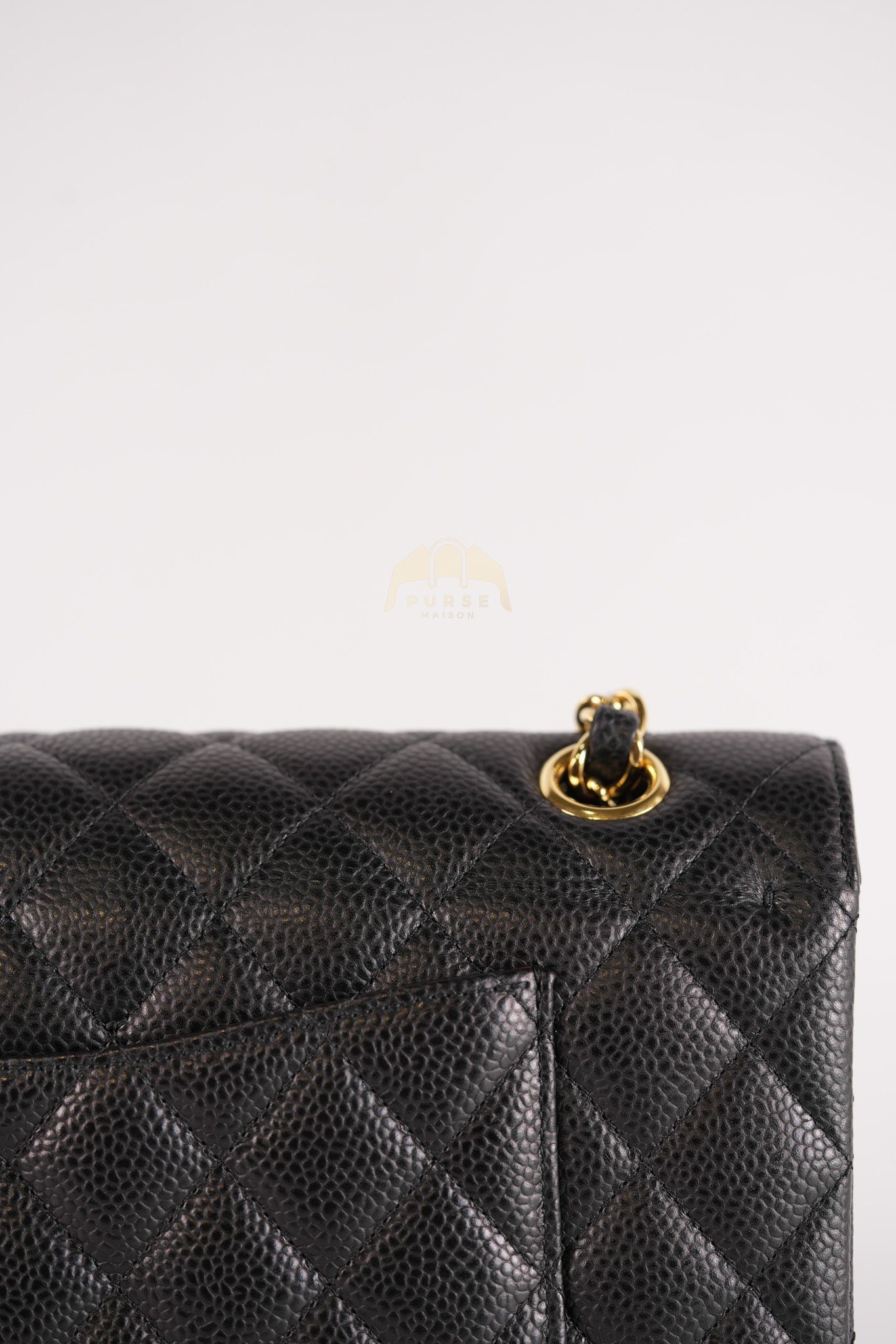 Classic Double Flap Medium in Black Quilted Caviar Leather and Gold Hardware Series 28 | Purse Maison Luxury Bags Shop