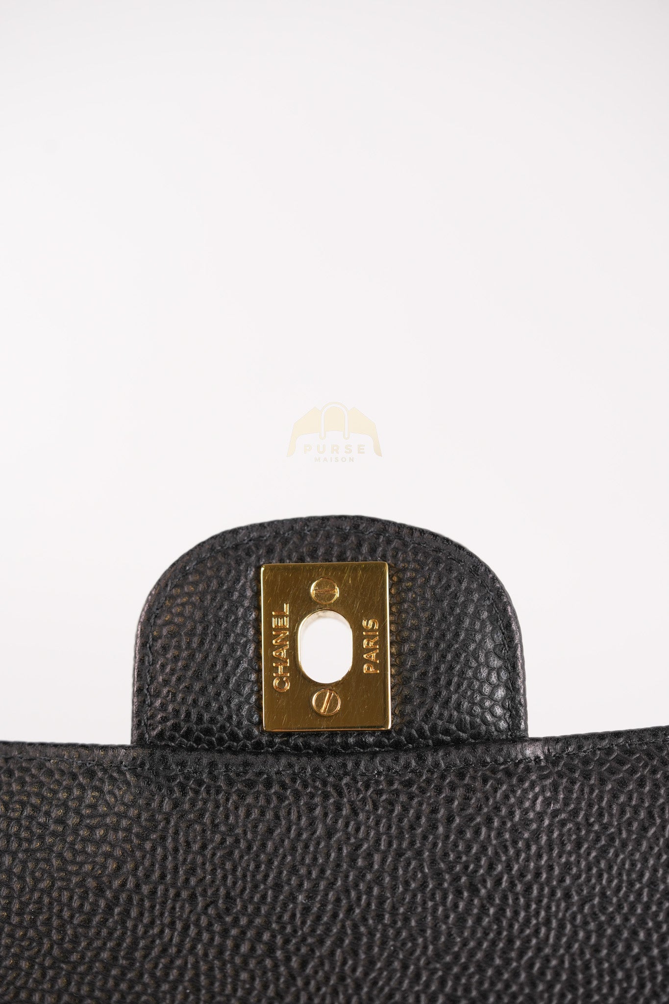 Classic Double Flap Medium in Black Quilted Caviar Leather and Gold Hardware Series 28 | Purse Maison Luxury Bags Shop