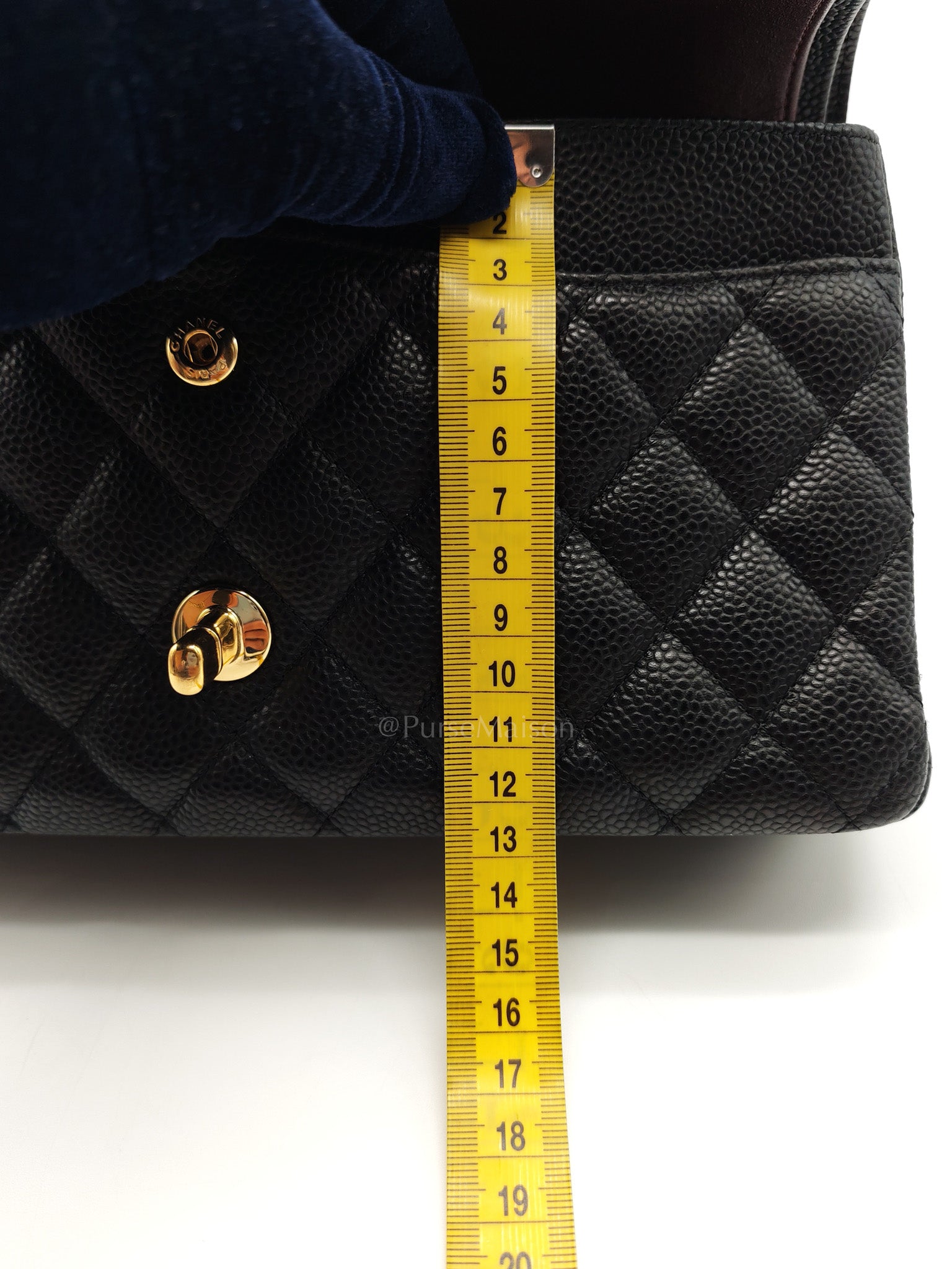Classic Double Flap Medium in Black Quilted Caviar Leather and Gold Hardware Series 28 | Purse Maison Luxury Bags Shop