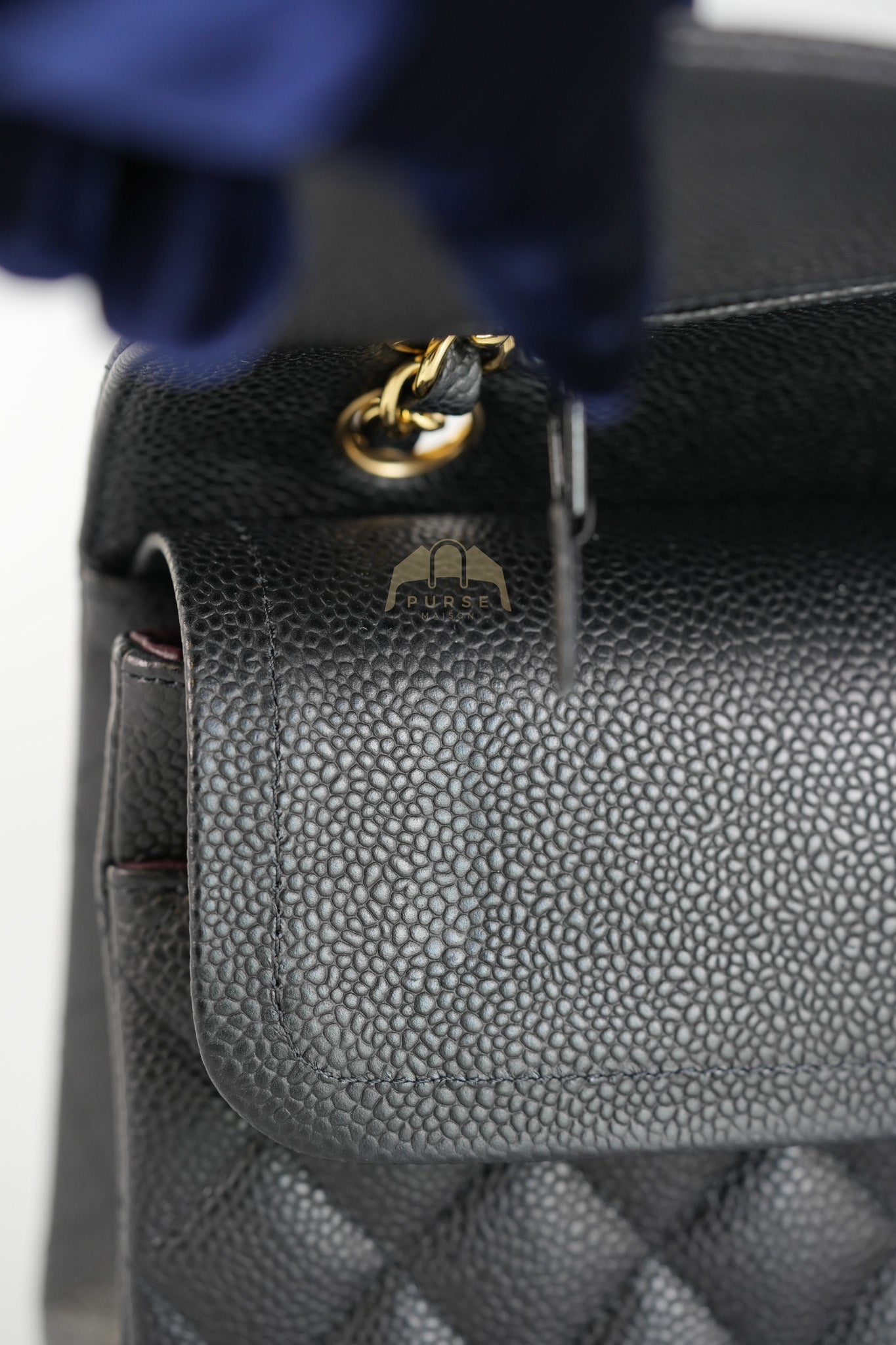 Classic Double Flap Medium in Black Quilted Caviar Leather and Gold Hardware Series 28 | Purse Maison Luxury Bags Shop