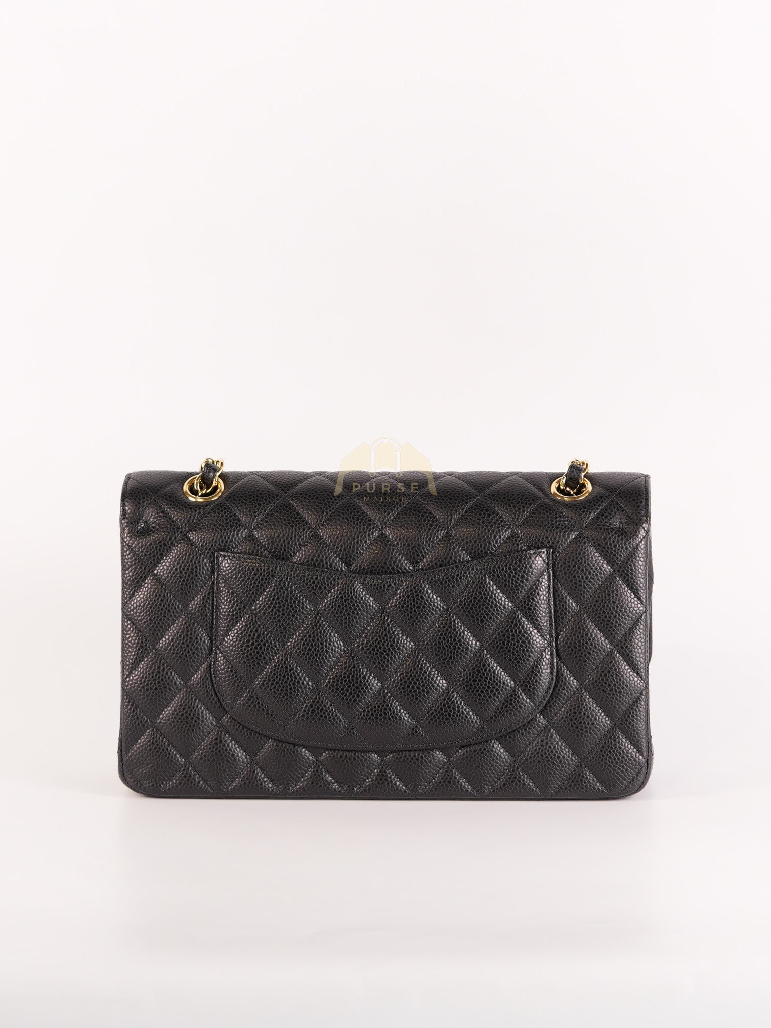 Classic Double Flap Medium in Black Quilted Caviar Leather and Gold Hardware Series 28 | Purse Maison Luxury Bags Shop