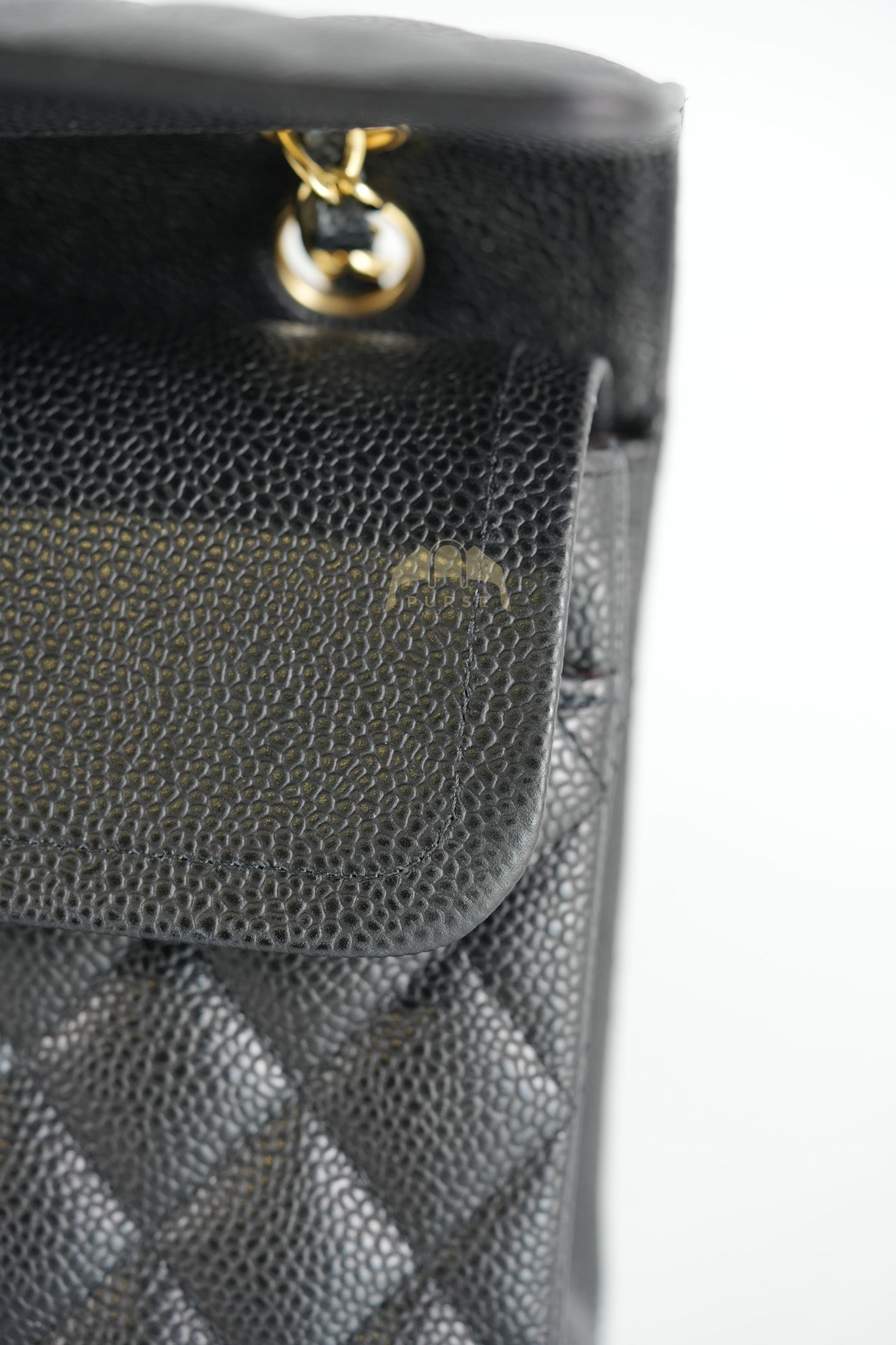 Classic Double Flap Medium in Black Quilted Caviar Leather and Gold Hardware Series 28 | Purse Maison Luxury Bags Shop