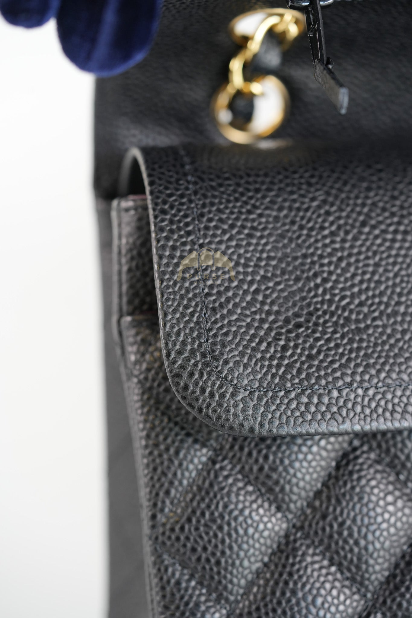 Classic Double Flap Medium in Black Quilted Caviar Leather and Gold Hardware Series 28 | Purse Maison Luxury Bags Shop
