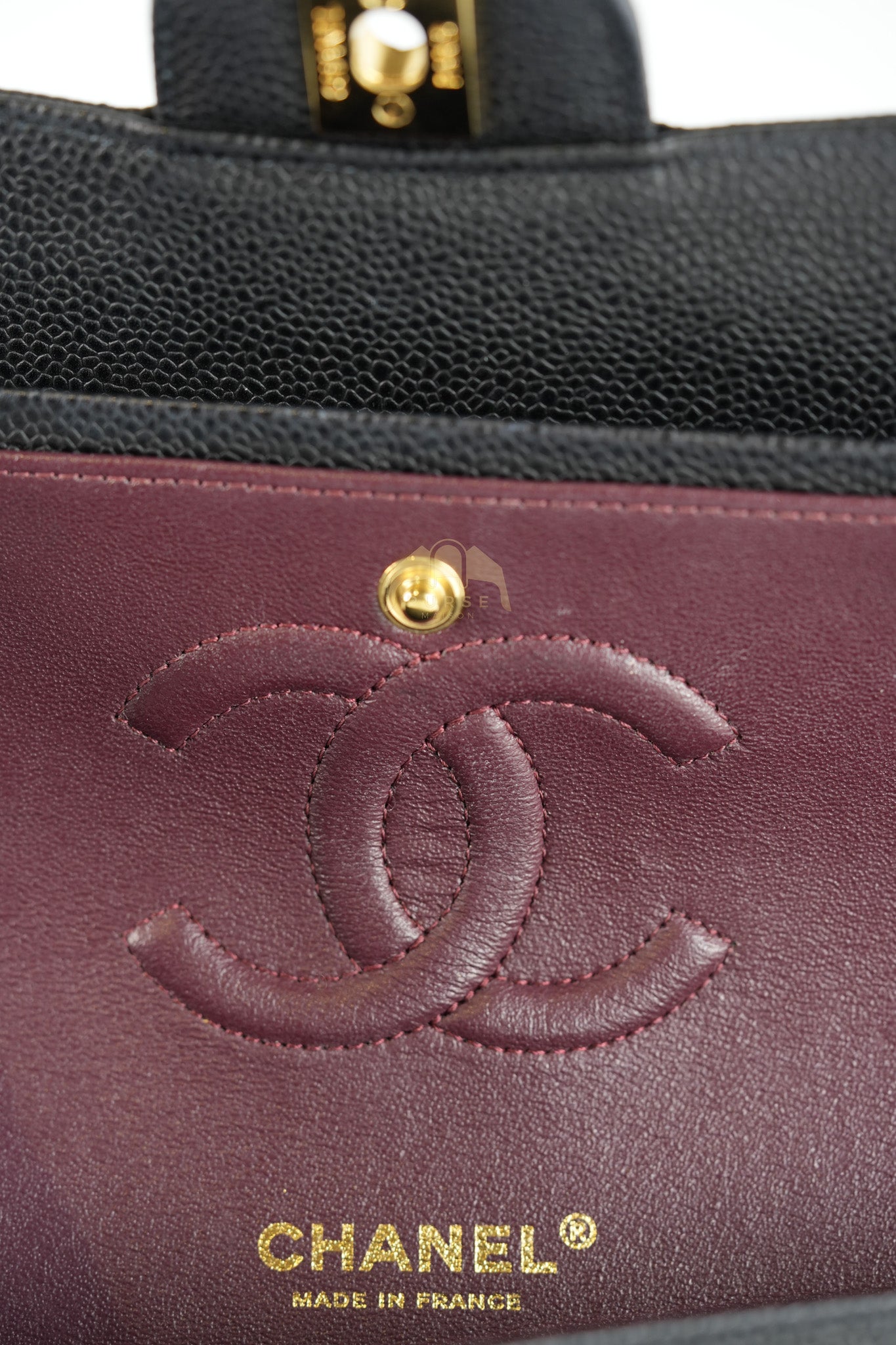 Classic Double Flap Medium in Black Quilted Caviar Leather and Gold Hardware Series 28 | Purse Maison Luxury Bags Shop