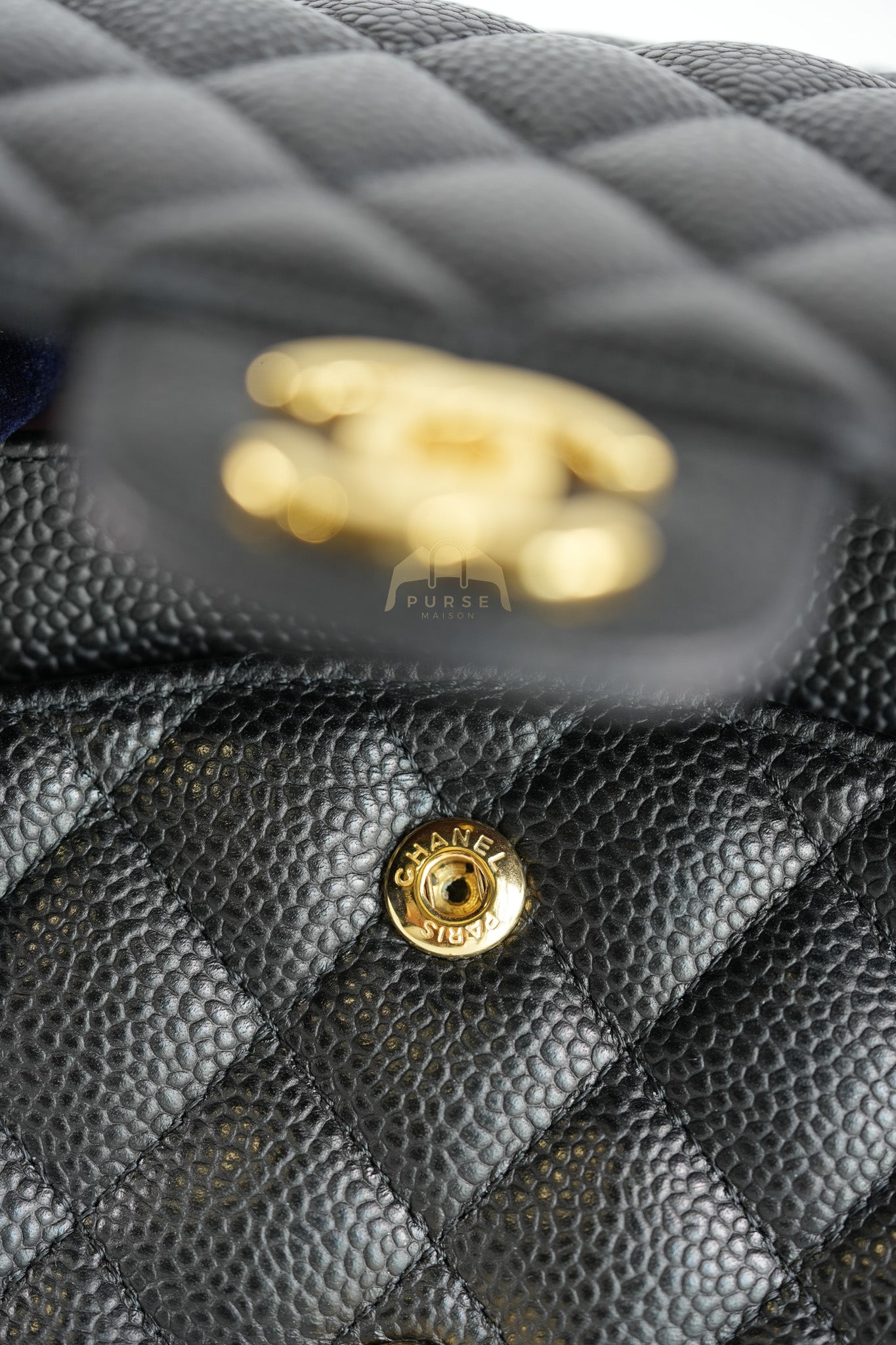 Classic Double Flap Medium in Black Quilted Caviar Leather and Gold Hardware Series 28 | Purse Maison Luxury Bags Shop