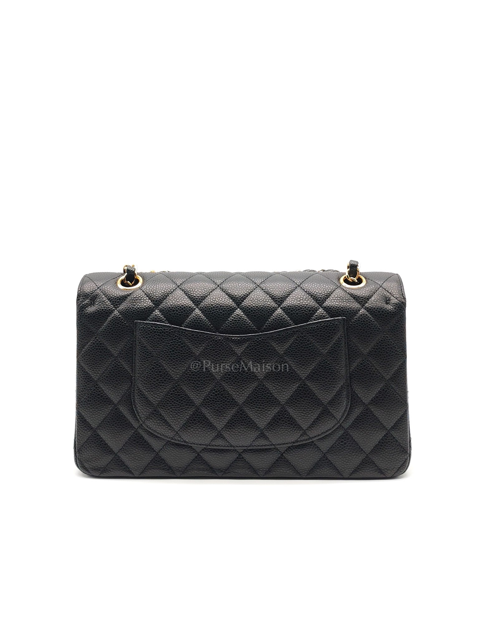 Classic Double Flap Medium in Black Quilted Caviar Leather and Gold Hardware Series 28 | Purse Maison Luxury Bags Shop