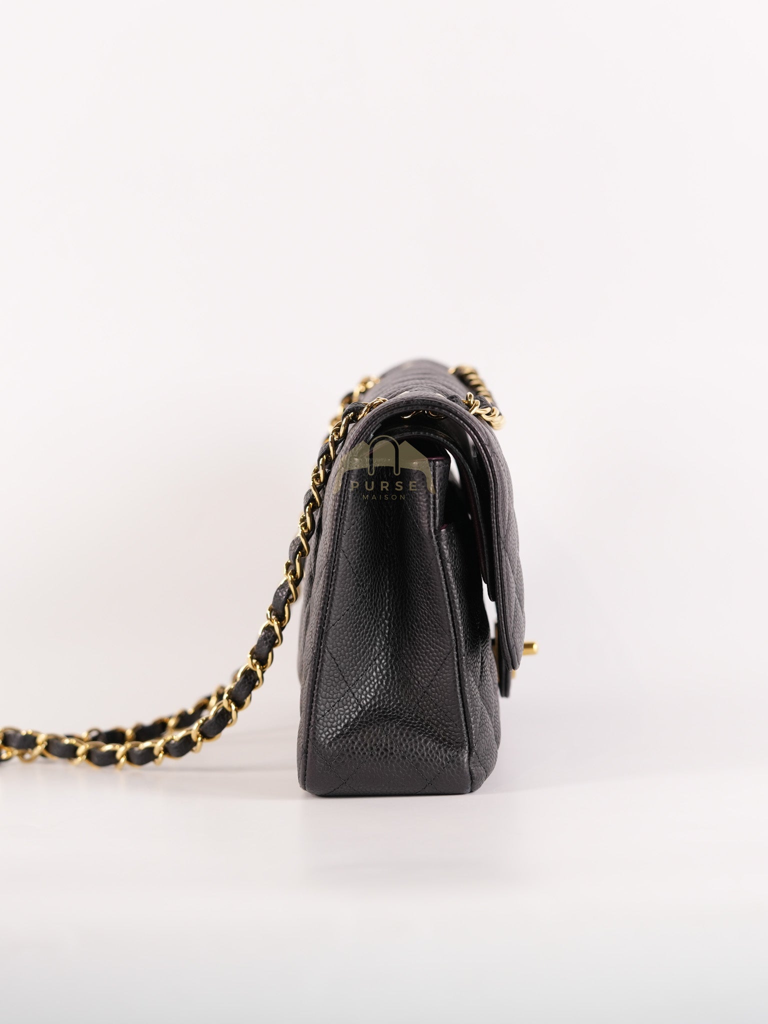 Classic Double Flap Medium in Black Quilted Caviar Leather and Gold Hardware Series 28 | Purse Maison Luxury Bags Shop