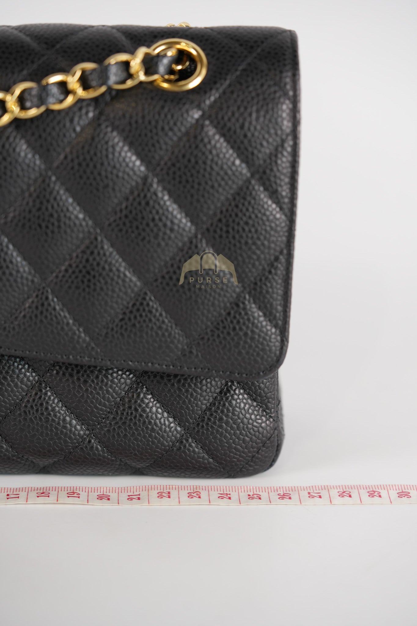 Classic Double Flap Medium in Black Quilted Caviar Leather and Gold Hardware Series 28 | Purse Maison Luxury Bags Shop