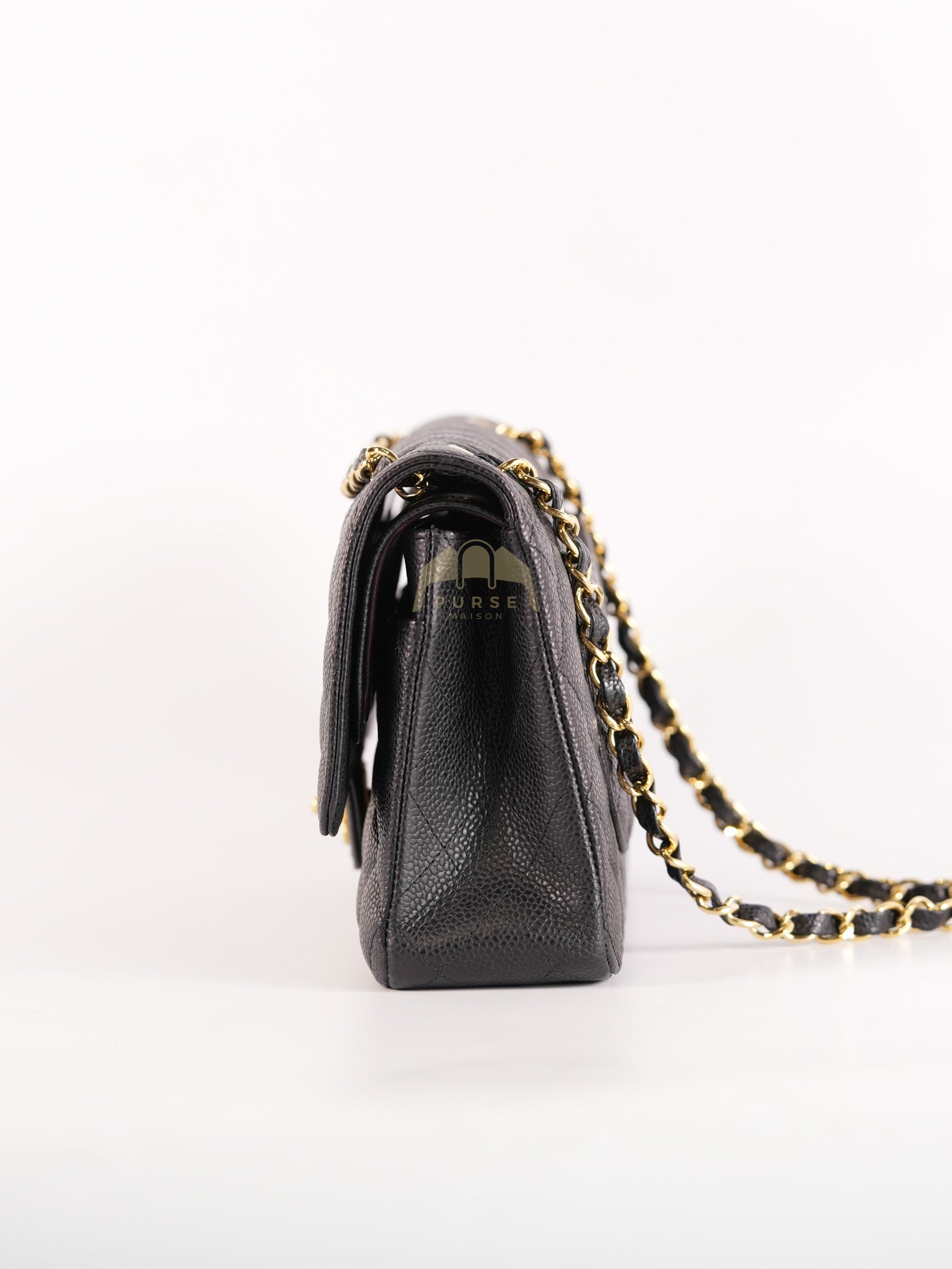 Classic Double Flap Medium in Black Quilted Caviar Leather and Gold Hardware Series 28 | Purse Maison Luxury Bags Shop