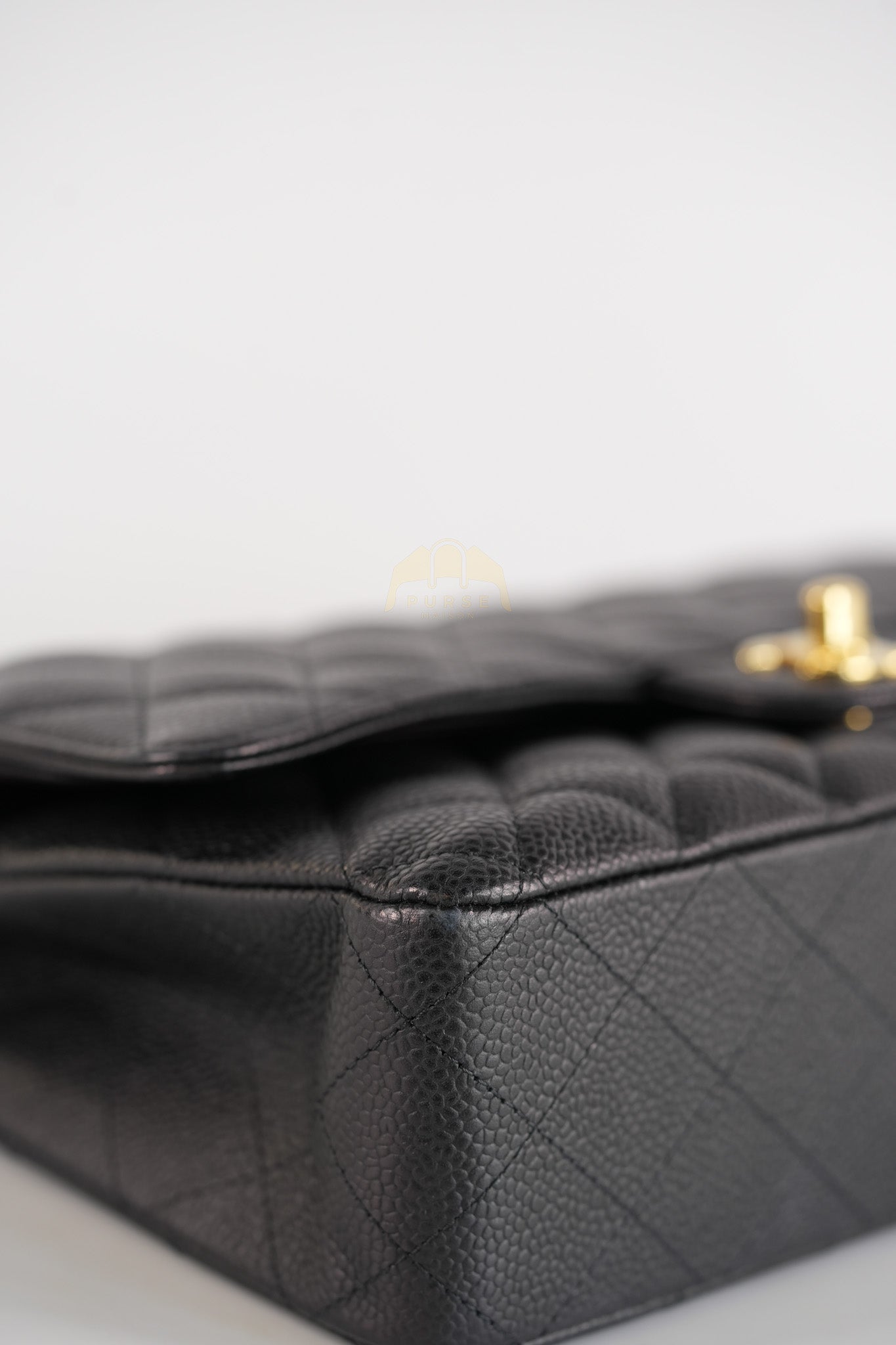 Classic Double Flap Medium in Black Quilted Caviar Leather and Gold Hardware Series 28 | Purse Maison Luxury Bags Shop