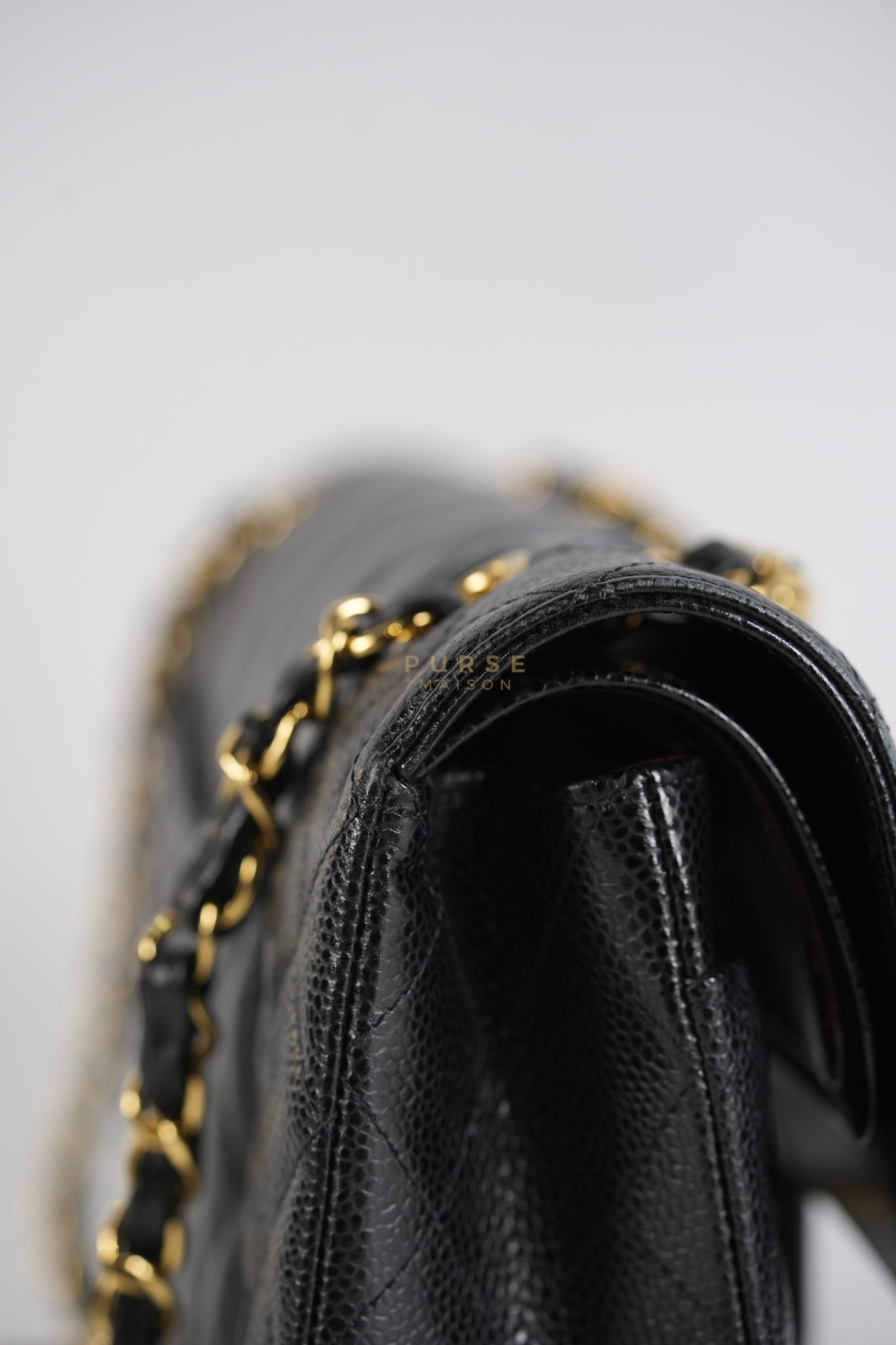 Classic Double Flap Medium in Black Quilted Caviar Leather and Gold Hardware Series 30 | Purse Maison Luxury Bags Shop