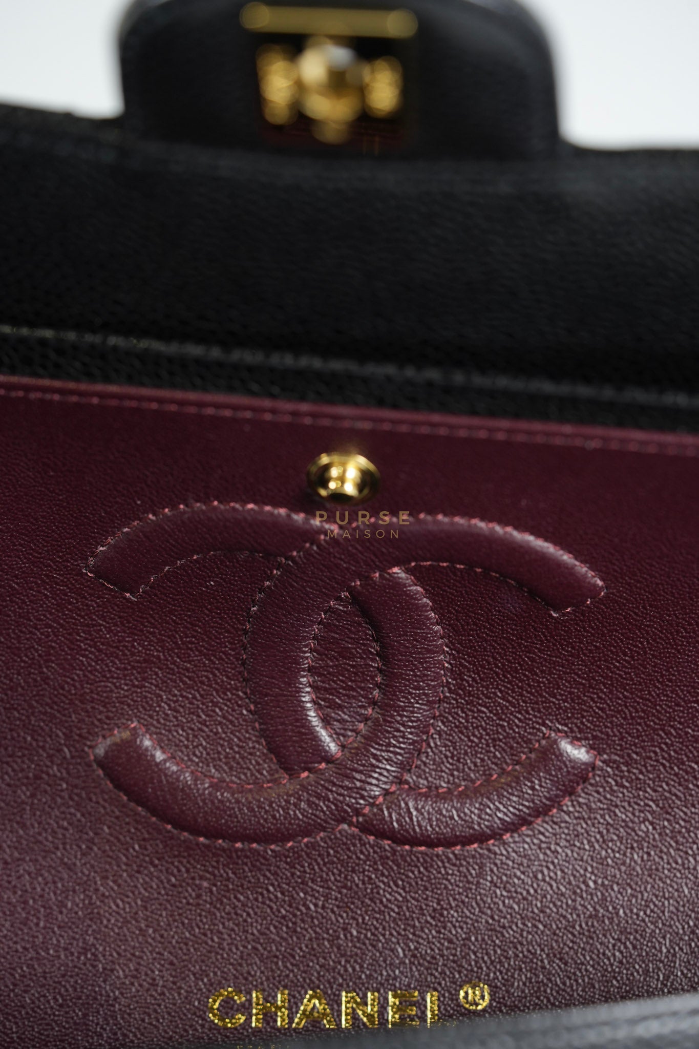 Classic Double Flap Medium in Black Quilted Caviar Leather and Gold Hardware Series 30 | Purse Maison Luxury Bags Shop