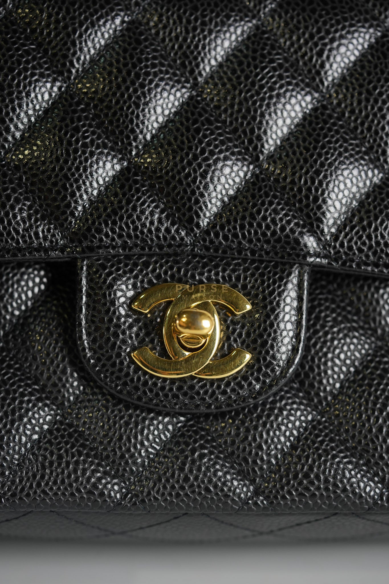 Classic Double Flap Medium in Black Quilted Caviar Leather and Gold Hardware Series 30 | Purse Maison Luxury Bags Shop