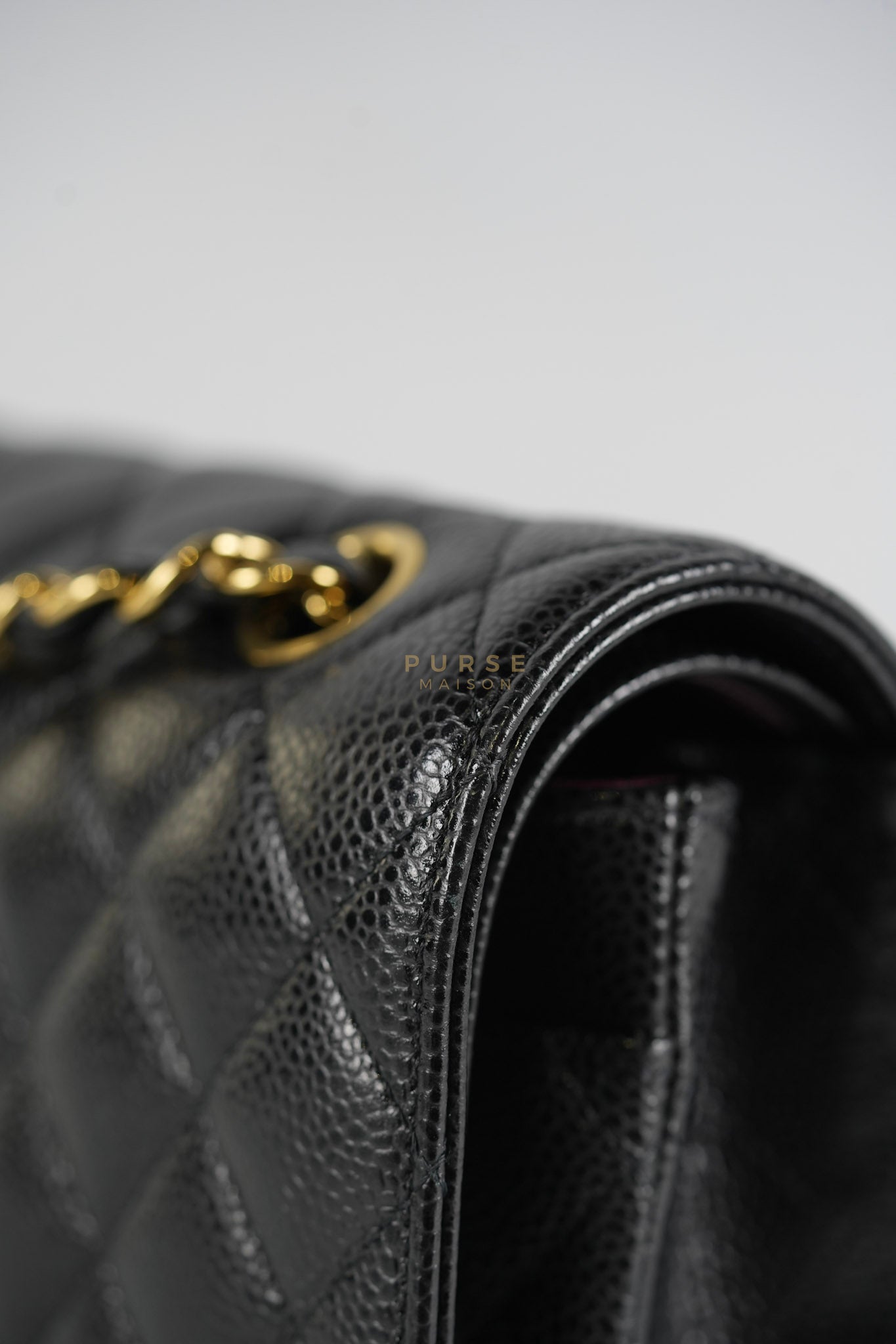 Classic Double Flap Medium in Black Quilted Caviar Leather and Gold Hardware Series 30 | Purse Maison Luxury Bags Shop