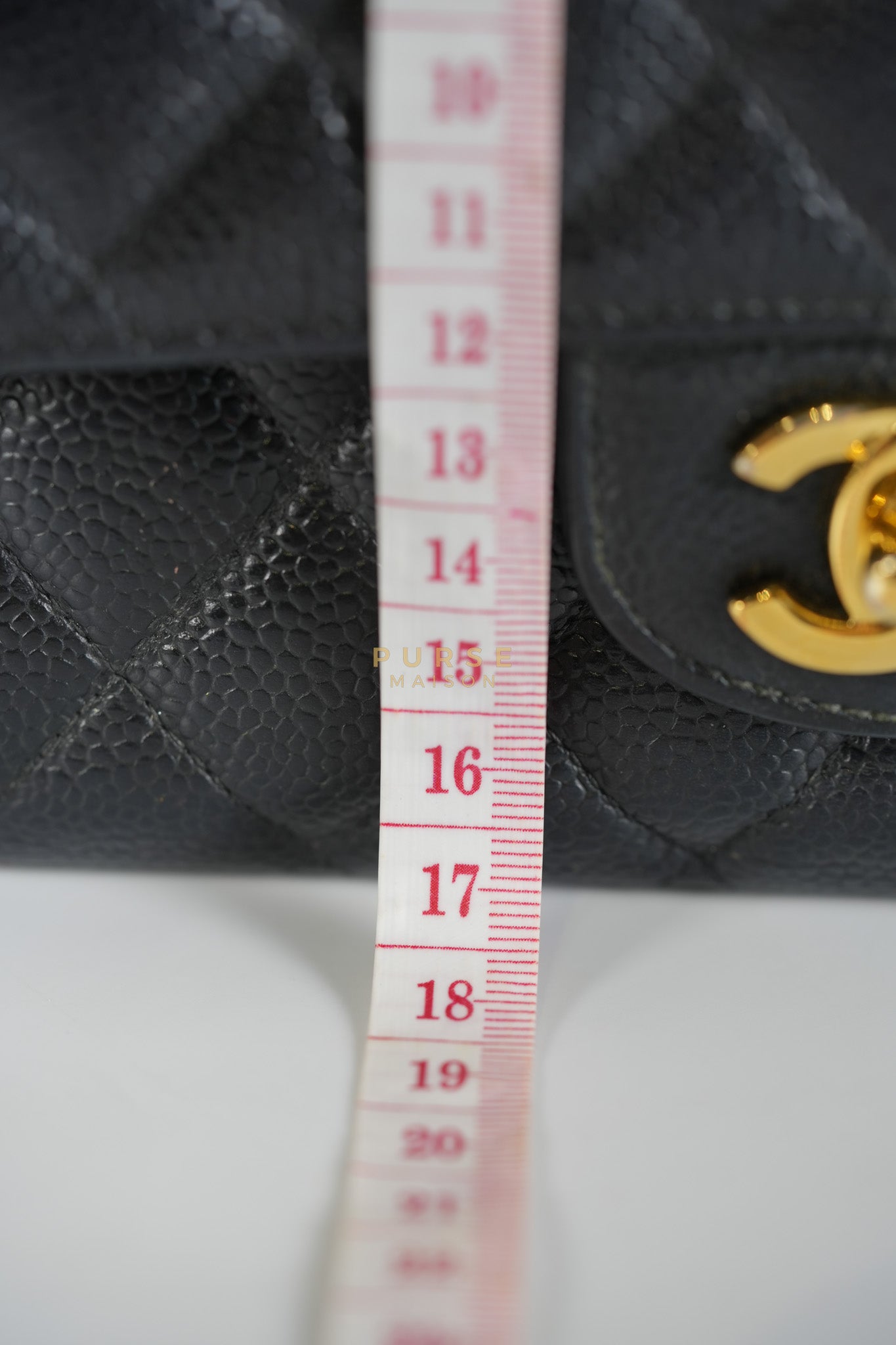 Classic Double Flap Medium in Black Quilted Caviar Leather and Gold Hardware Series 30 | Purse Maison Luxury Bags Shop