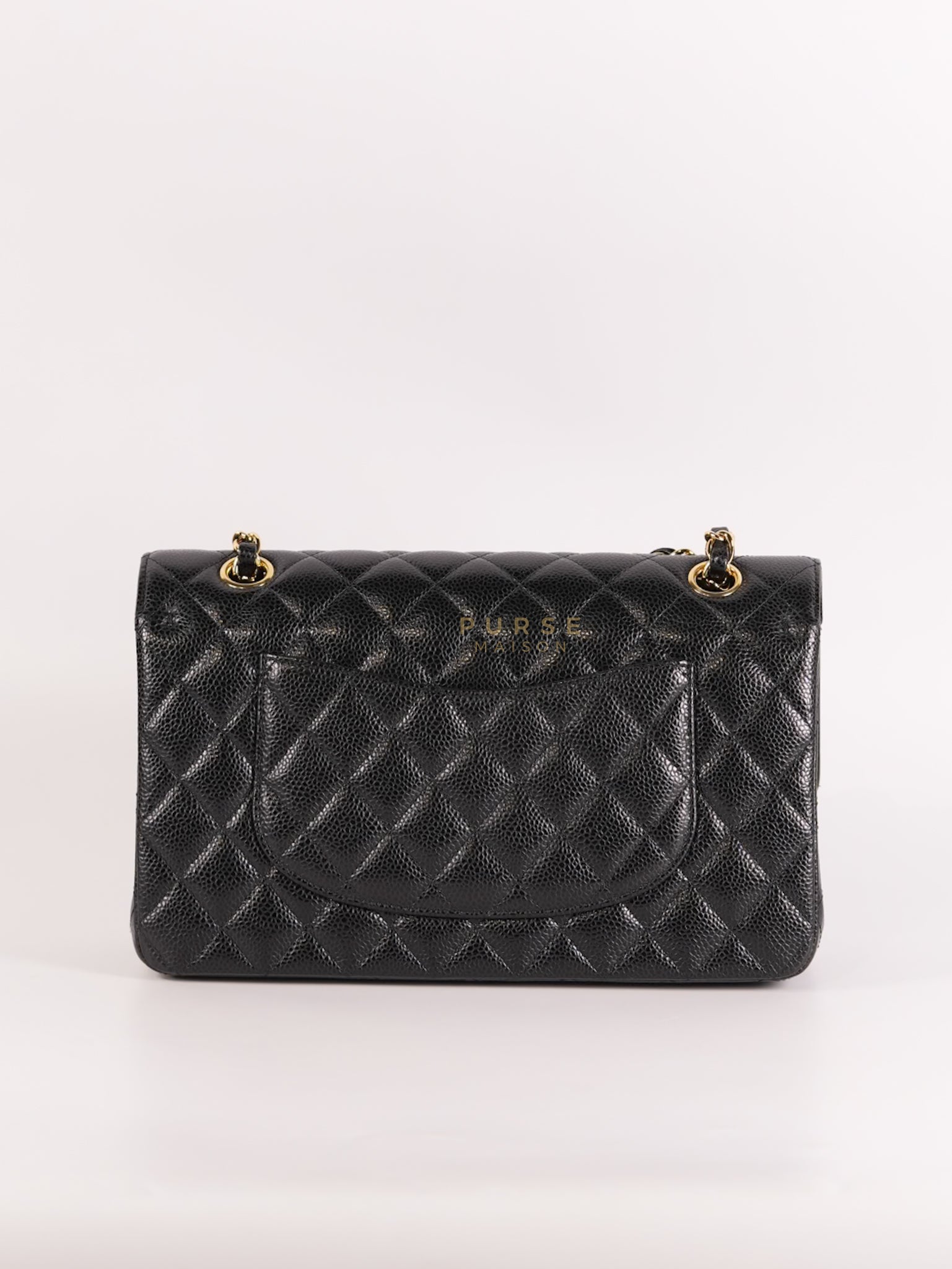 Classic Double Flap Medium in Black Quilted Caviar Leather and Gold Hardware Series 30 | Purse Maison Luxury Bags Shop