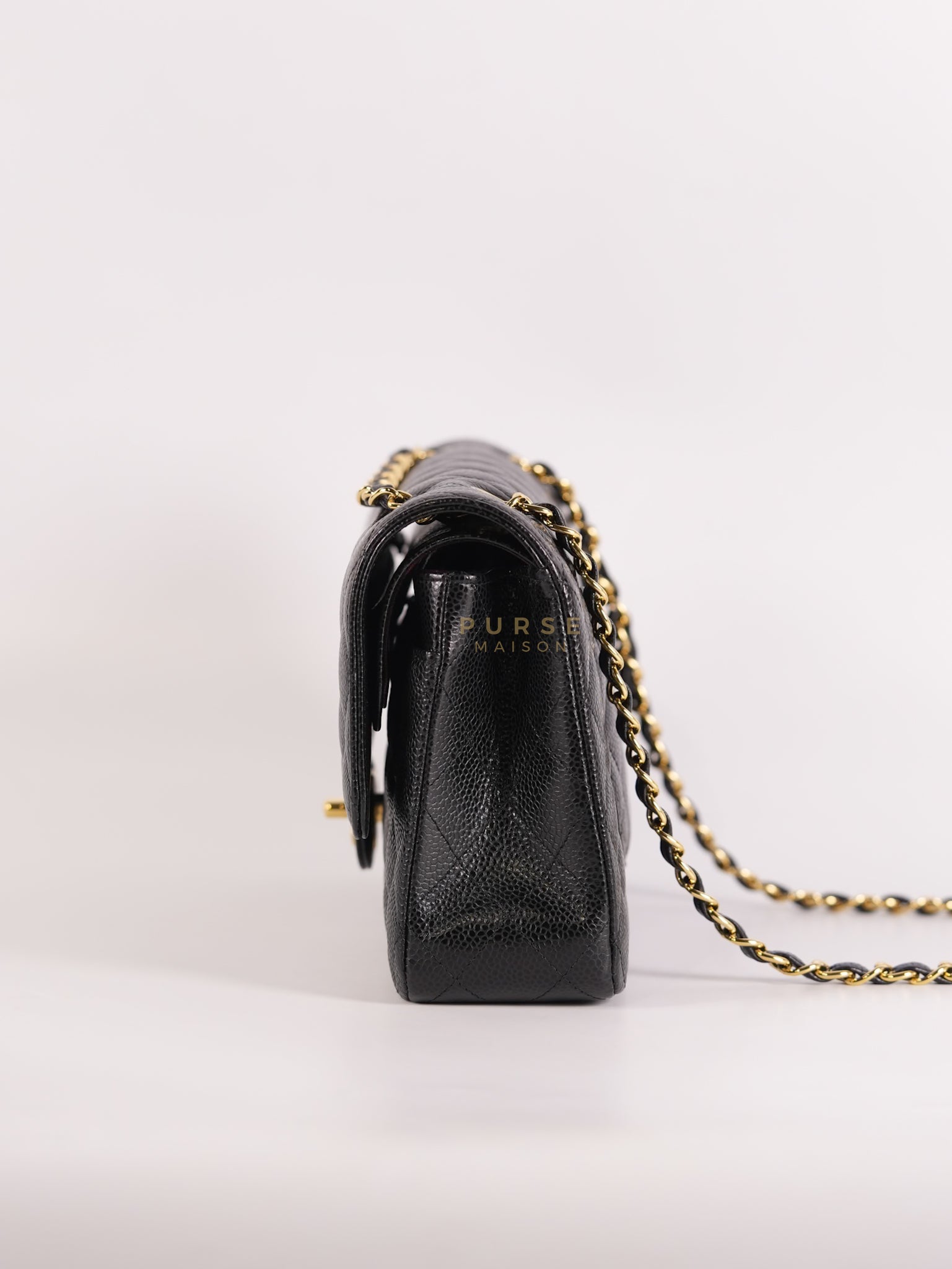 Classic Double Flap Medium in Black Quilted Caviar Leather and Gold Hardware Series 30 | Purse Maison Luxury Bags Shop