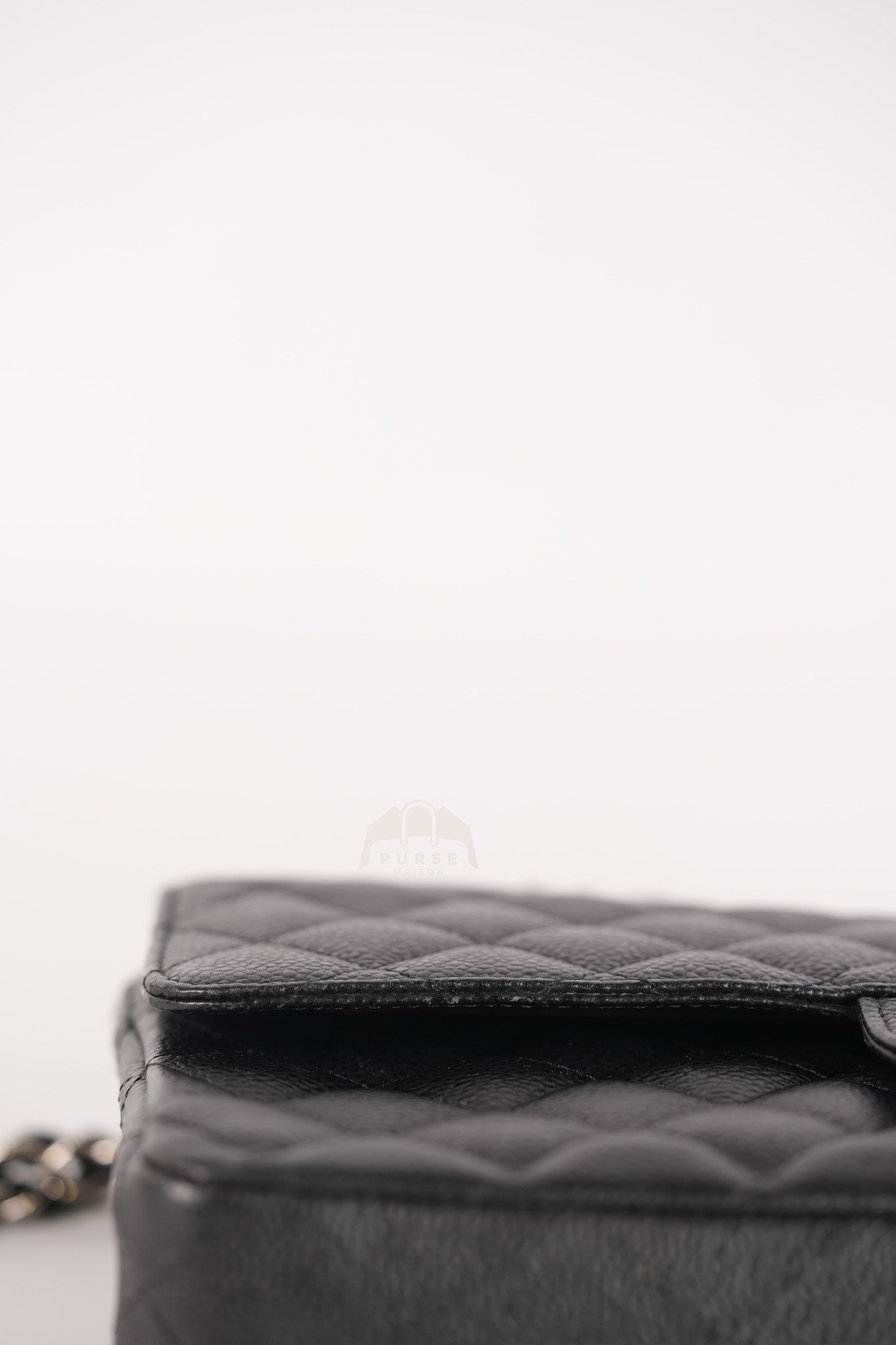 Classic Double Flap Medium in Black Quilted Caviar Leather and Silver Hardware Series 17 | Purse Maison Luxury Bags Shop