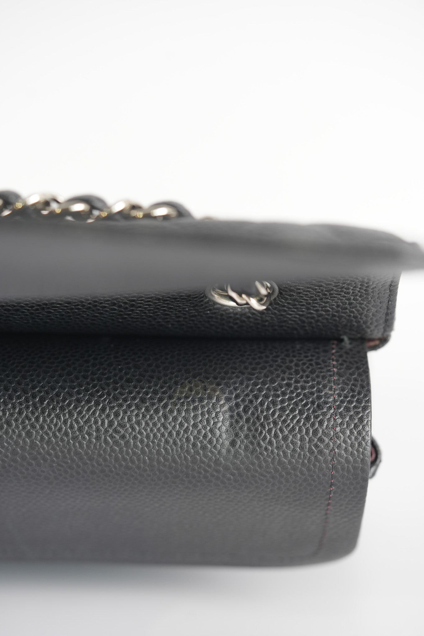 Classic Double Flap Medium in Black Quilted Caviar Leather and Silver Hardware Series 17 | Purse Maison Luxury Bags Shop