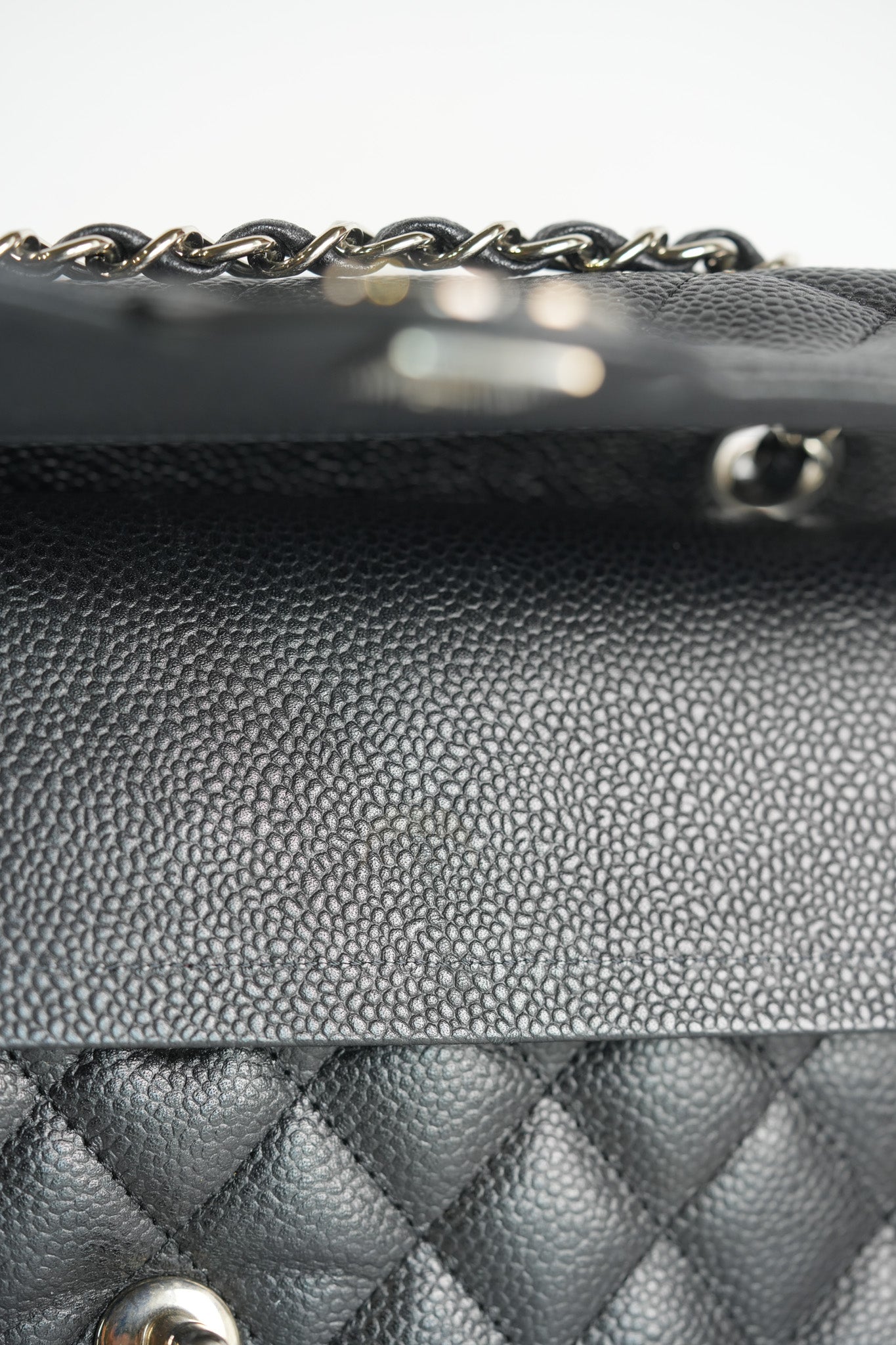 Classic Double Flap Medium in Black Quilted Caviar Leather and Silver Hardware Series 17 | Purse Maison Luxury Bags Shop
