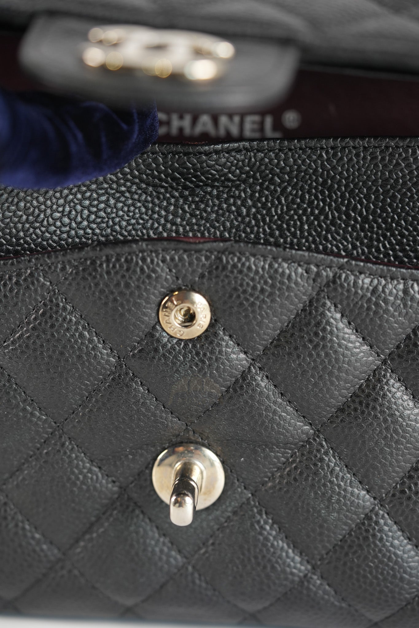 Classic Double Flap Medium in Black Quilted Caviar Leather and Silver Hardware Series 17 | Purse Maison Luxury Bags Shop
