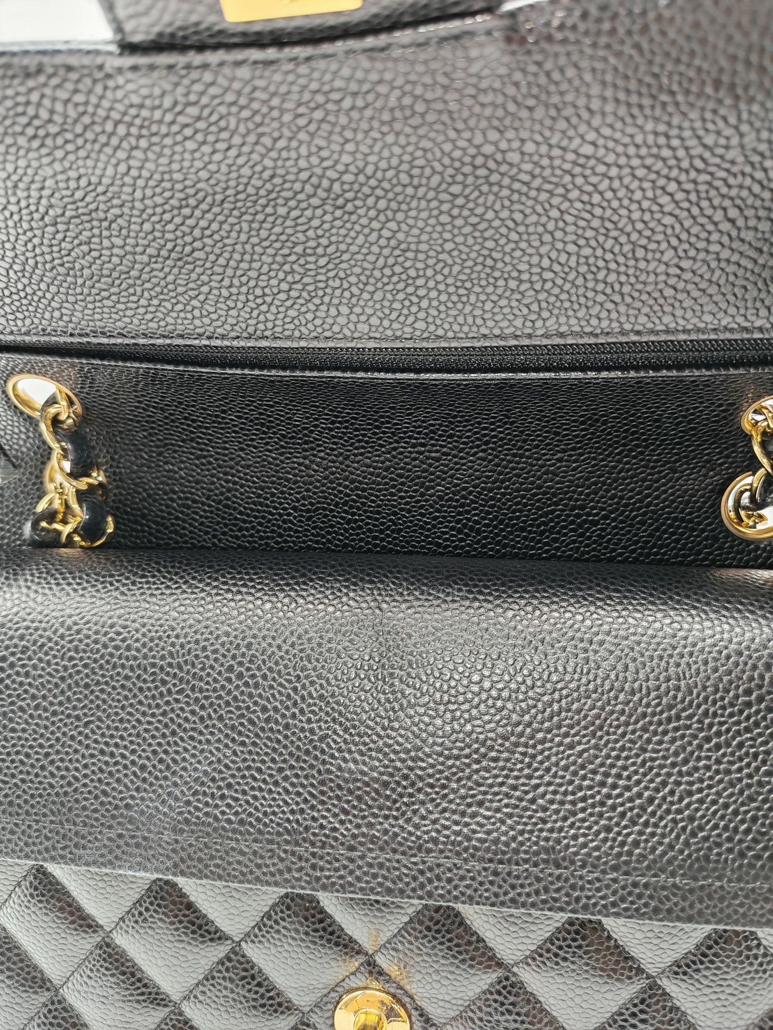 Classic Double Flap Medium in Black Quilted Caviar Leather & Gold Hardware Series 20 | Purse Maison Luxury Bags Shop