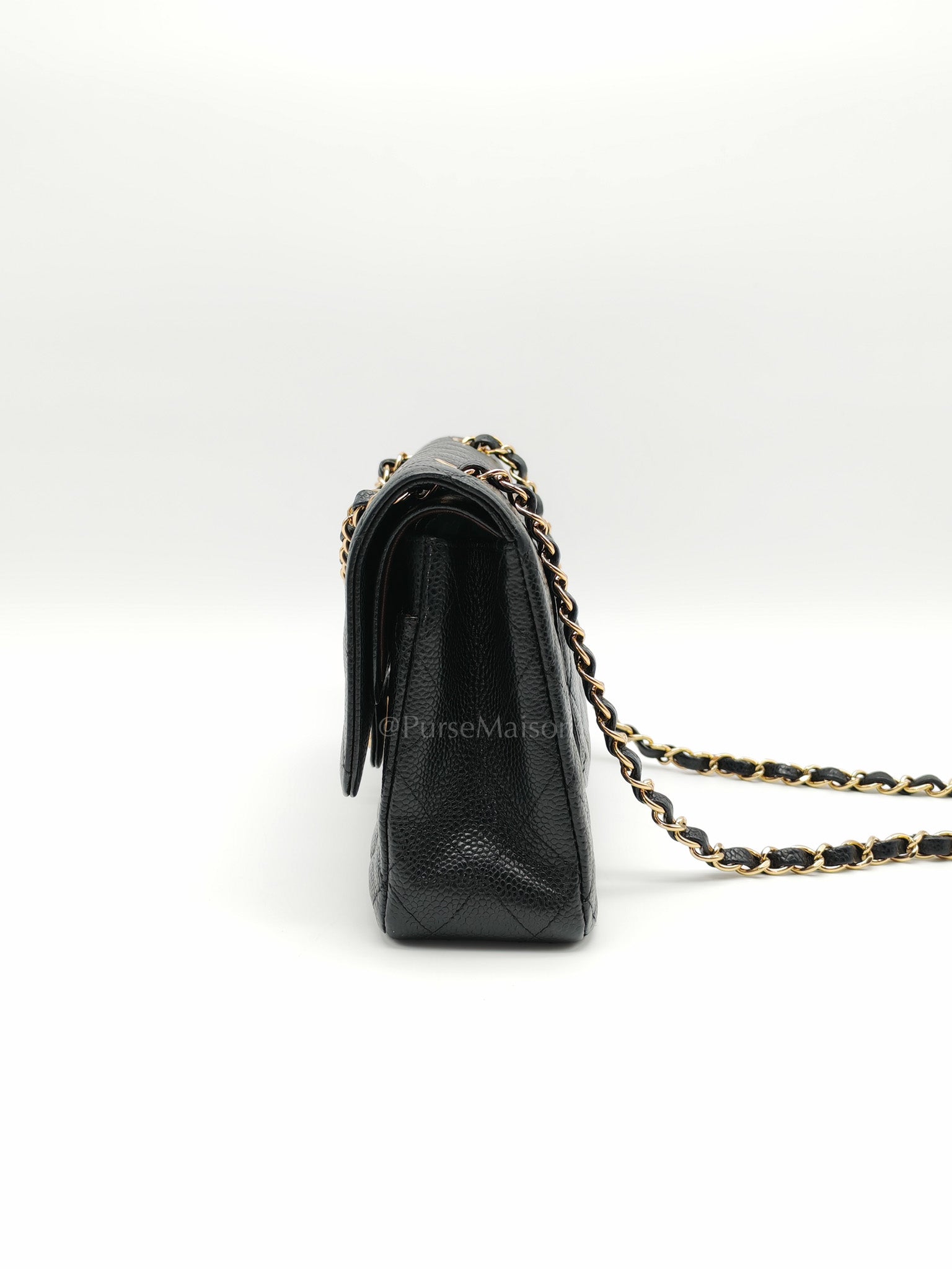 Classic Double Flap Medium in Black Quilted Caviar Leather & Gold Hardware Series 20 | Purse Maison Luxury Bags Shop