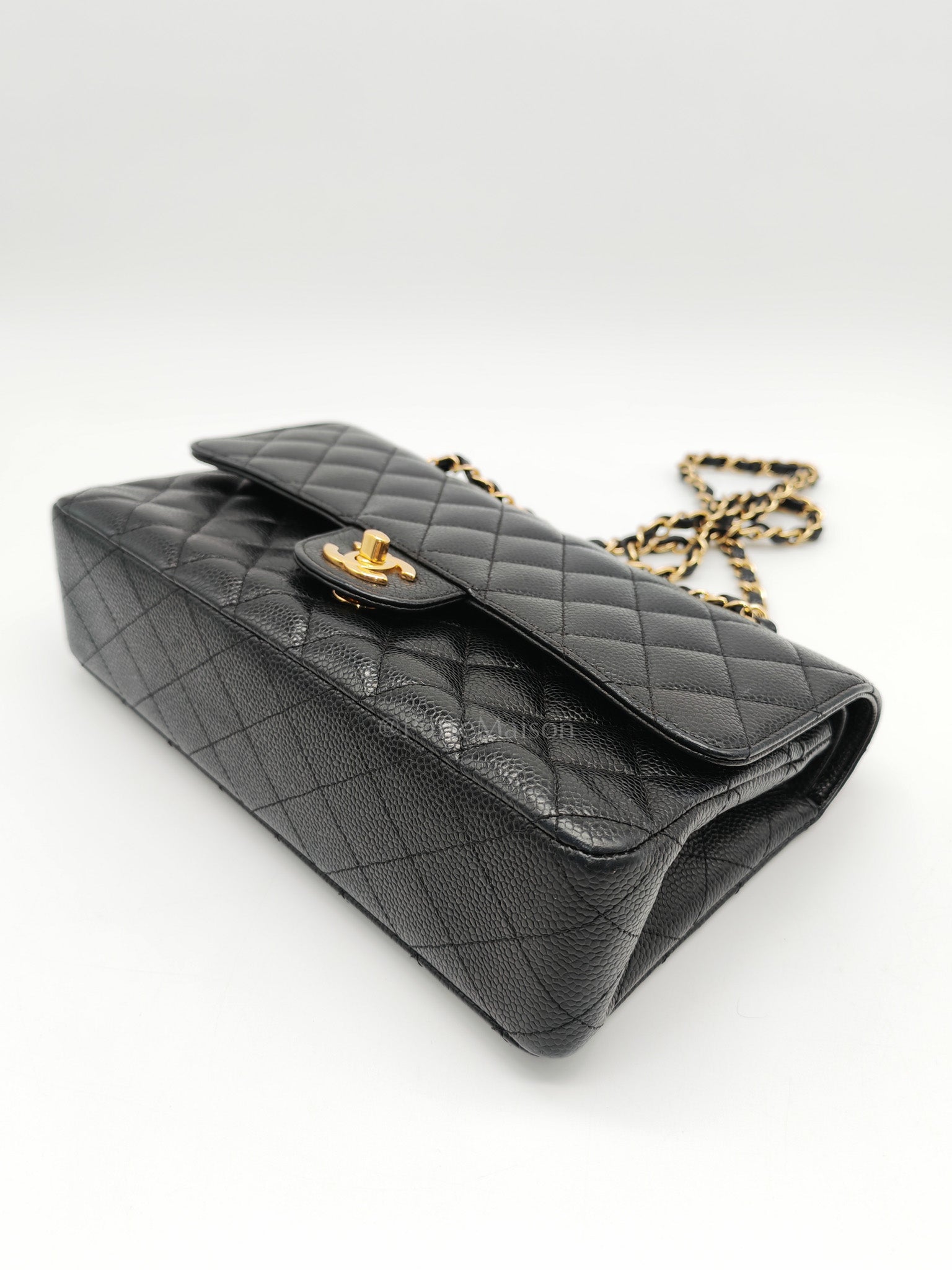 Classic Double Flap Medium in Black Quilted Caviar Leather & Gold Hardware Series 20 | Purse Maison Luxury Bags Shop