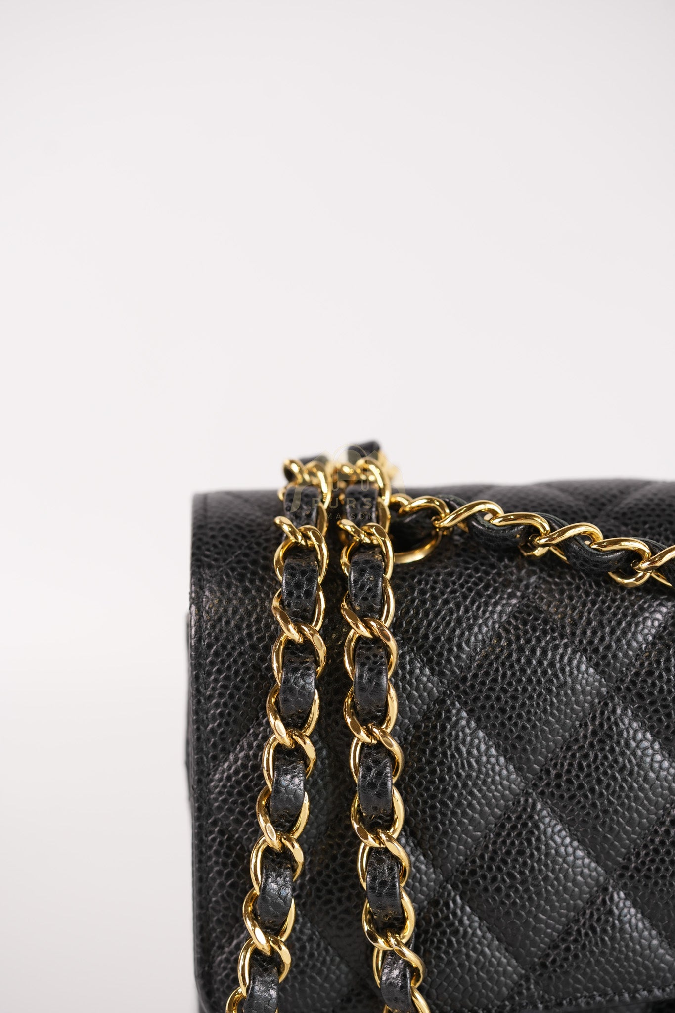 Classic Double Flap Medium in Black Quilted Caviar Leather & Gold Hardware Series 23 | Purse Maison Luxury Bags Shop
