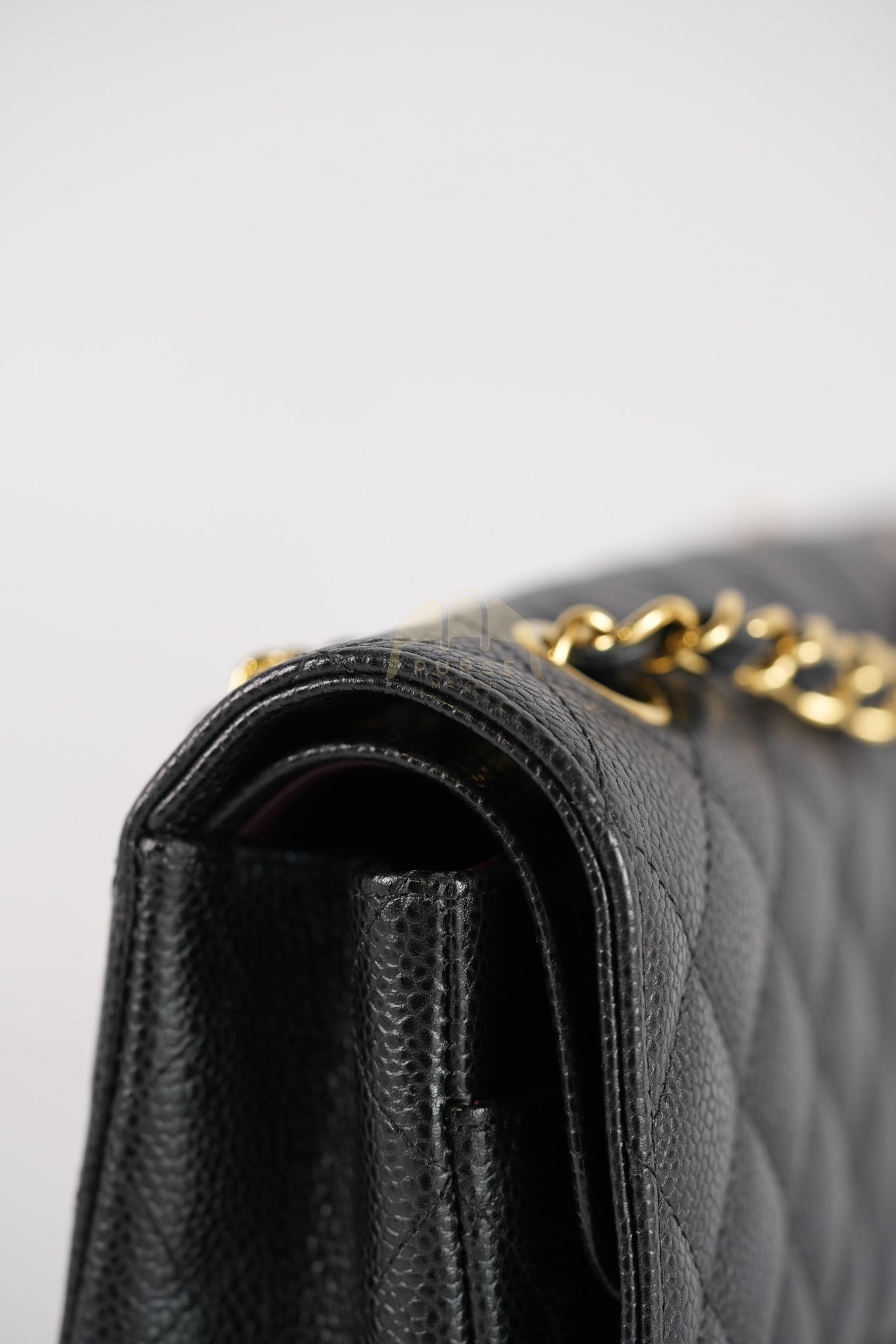 Classic Double Flap Medium in Black Quilted Caviar Leather & Gold Hardware Series 23 | Purse Maison Luxury Bags Shop