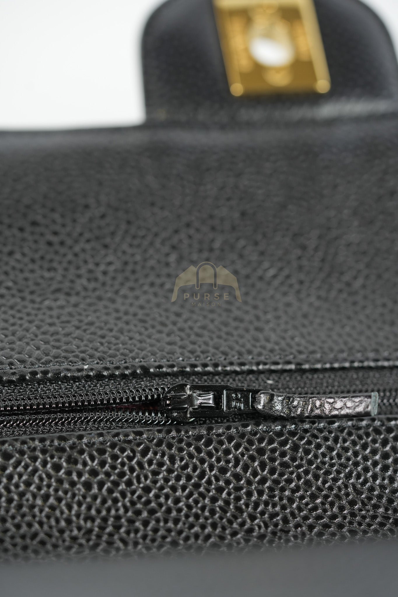 Classic Double Flap Medium in Black Quilted Caviar Leather & Gold Hardware Series 23 | Purse Maison Luxury Bags Shop