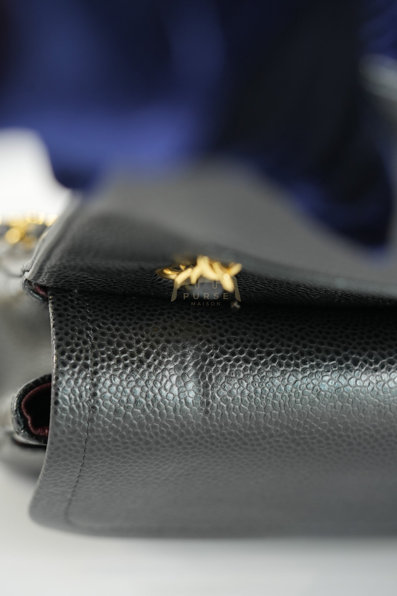 Classic Double Flap Medium in Black Quilted Caviar Leather & Gold Hardware Series 23 | Purse Maison Luxury Bags Shop