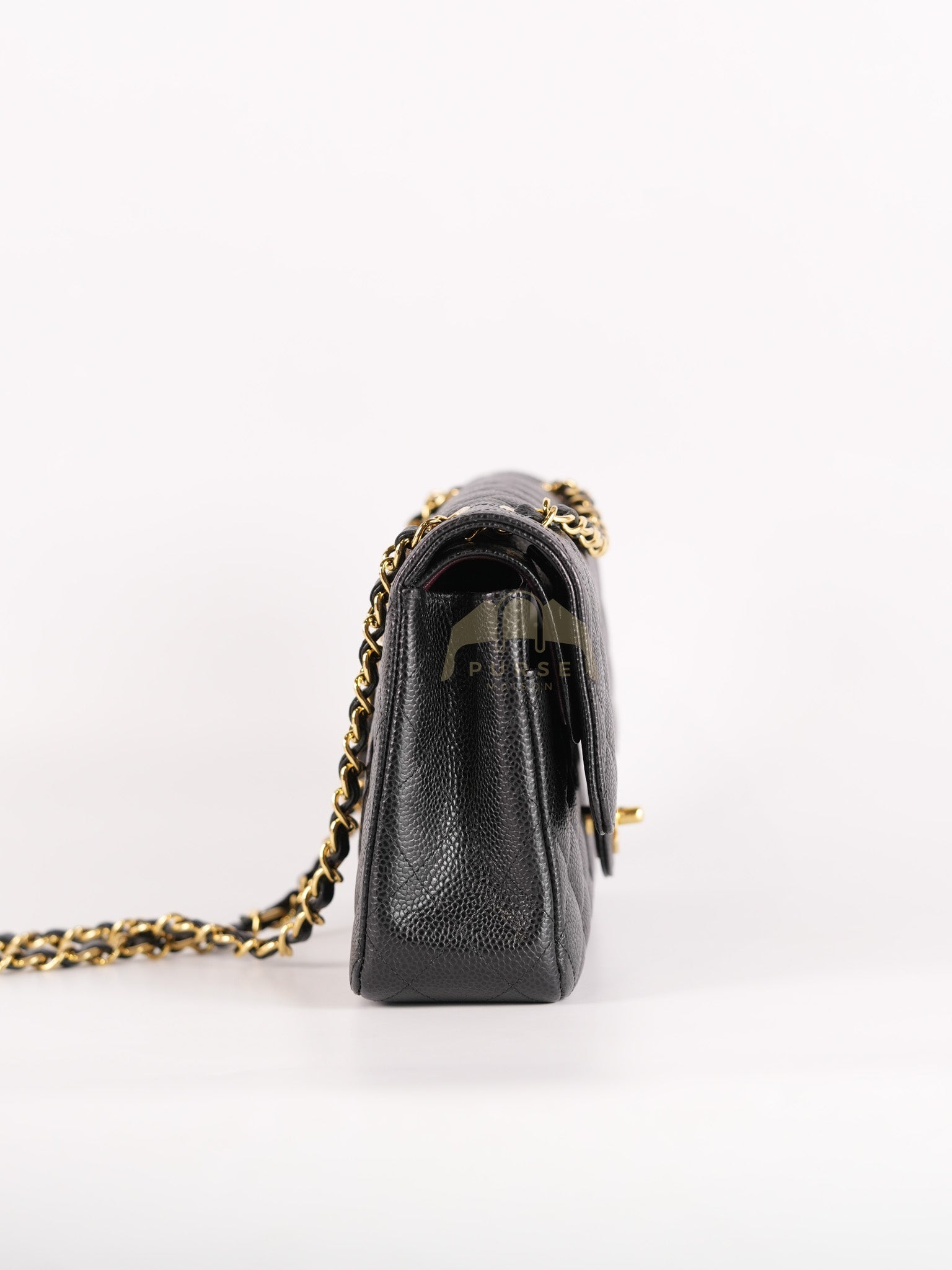 Classic Double Flap Medium in Black Quilted Caviar Leather & Gold Hardware Series 23 | Purse Maison Luxury Bags Shop