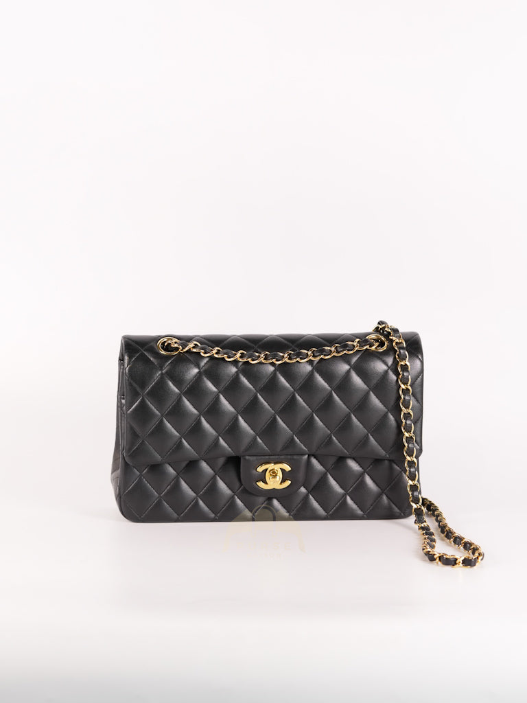 Classic Double Flap Medium in Black Quilted Lambskin Leather and Gold Hardware Series 26 | Purse Maison Luxury Bags Shop