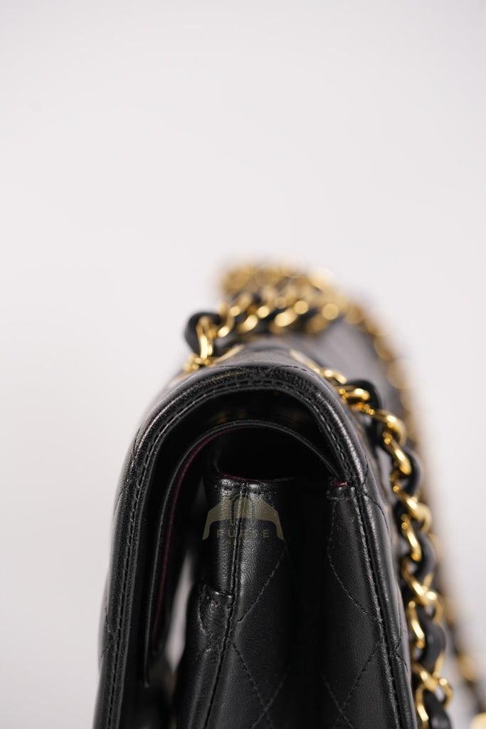 Classic Double Flap Medium in Black Quilted Lambskin Leather and Gold Hardware Series 26 | Purse Maison Luxury Bags Shop