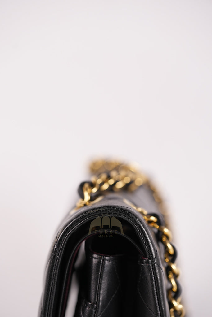 Classic Double Flap Medium in Black Quilted Lambskin Leather and Gold Hardware Series 26 | Purse Maison Luxury Bags Shop